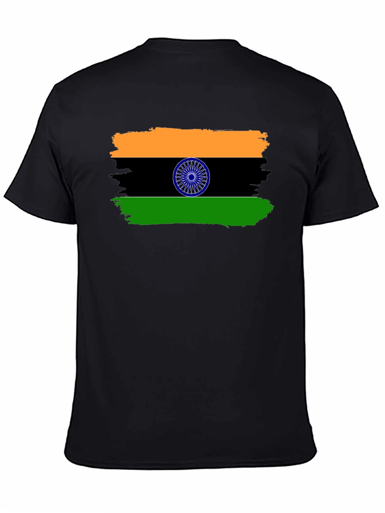 India Flag Graphic Print Black T-Shirt