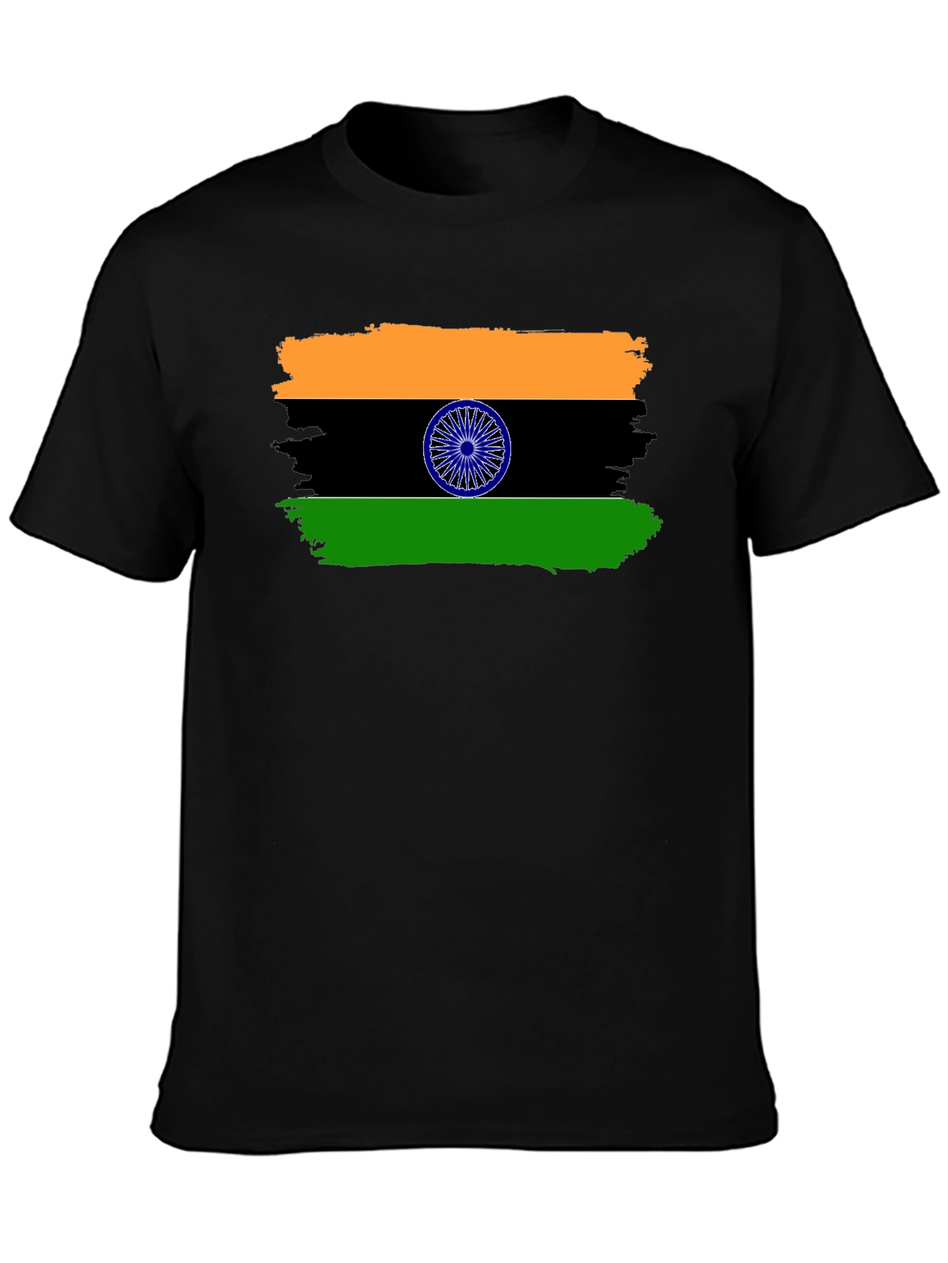 India Flag Graphic Print Black T-Shirt