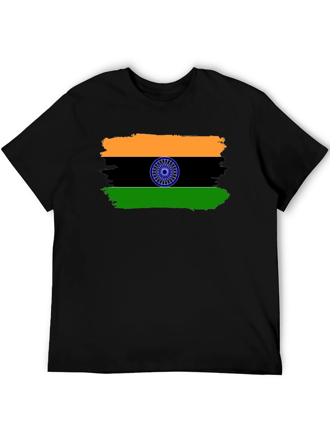 India Flag Graphic Print Black T-Shirt
