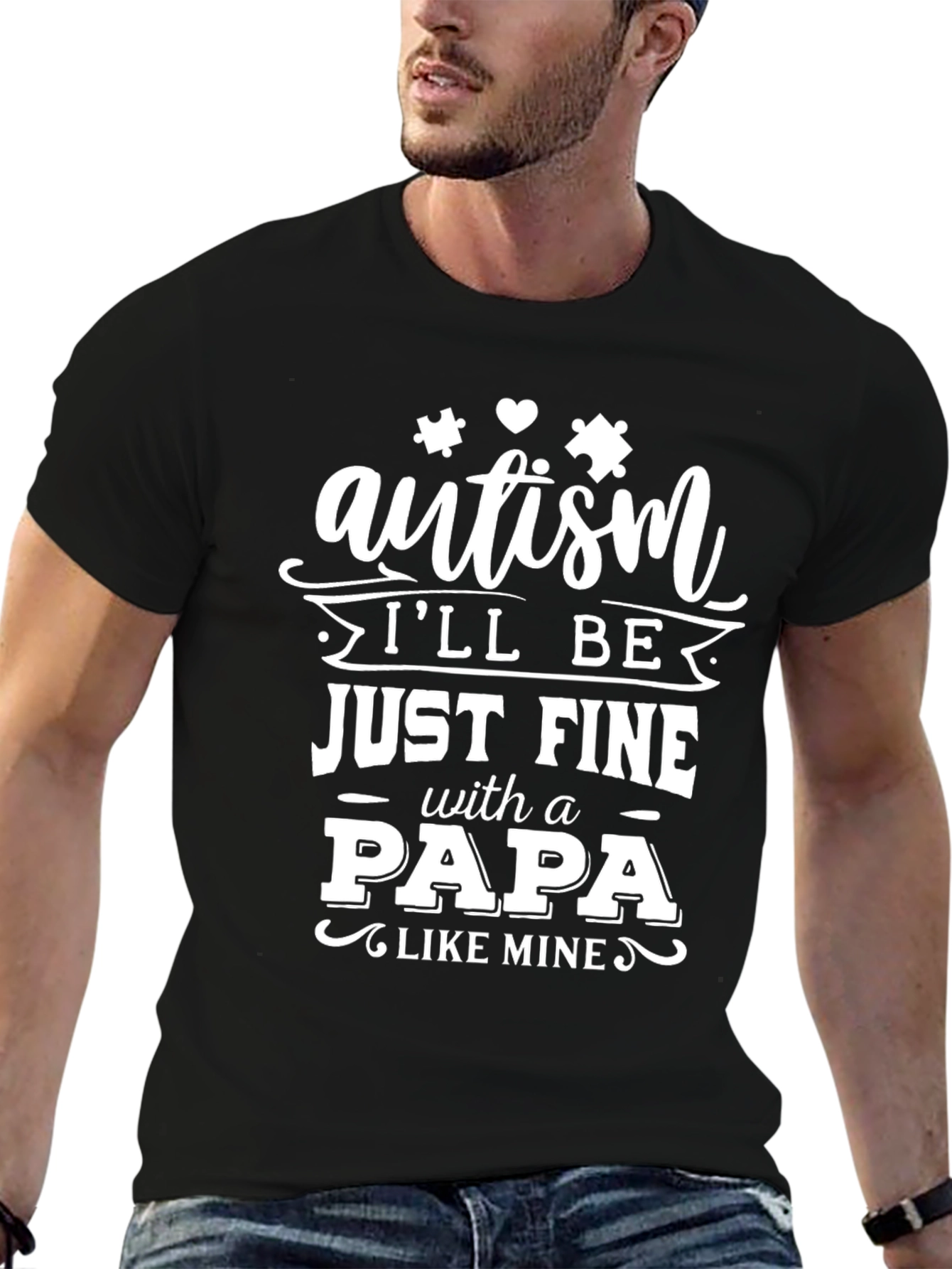 Autism Awareness Papa T-Shirt - Supportive Family Tee