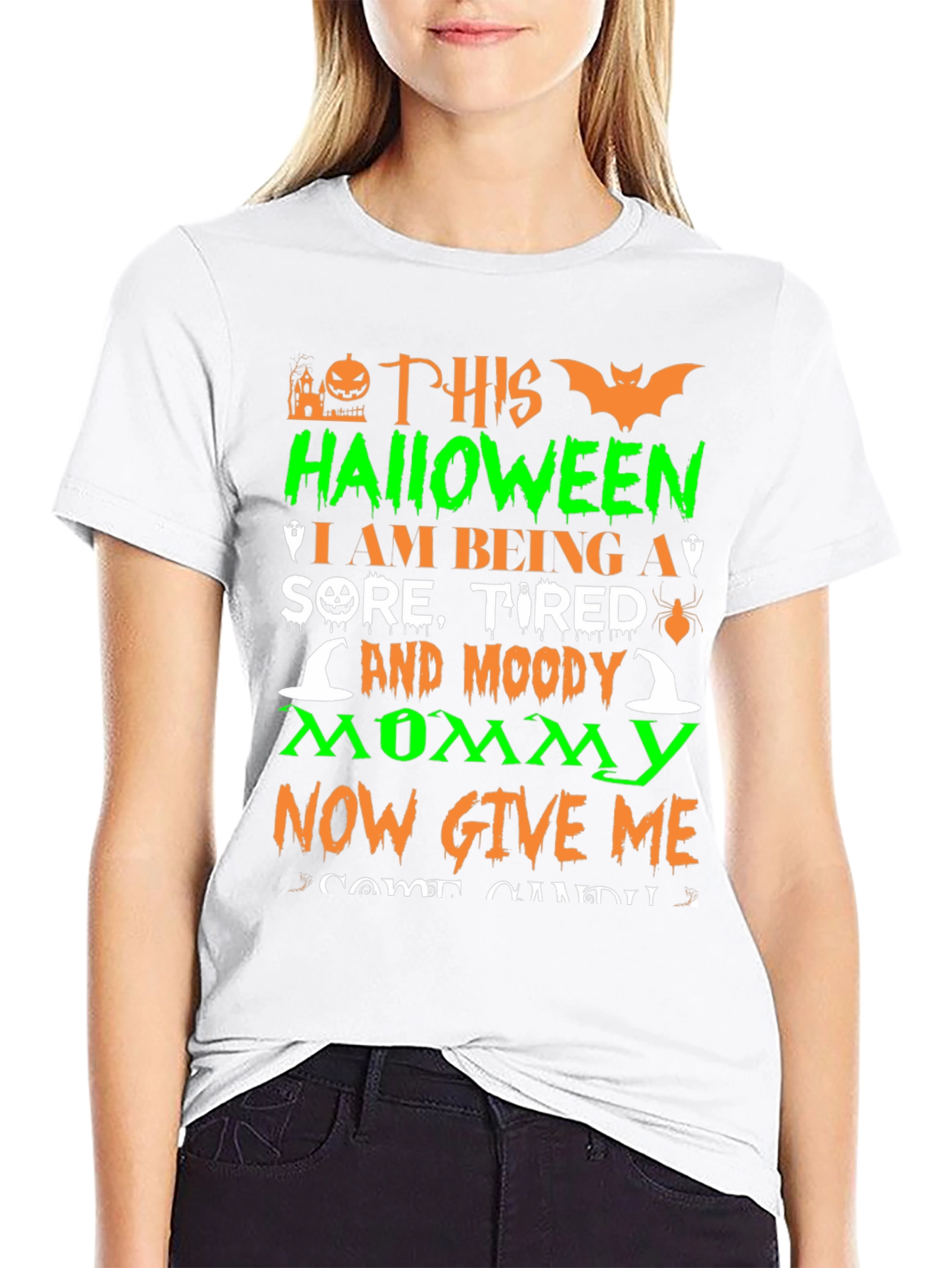 Halloween Moody Mommy Graphic T-Shirt