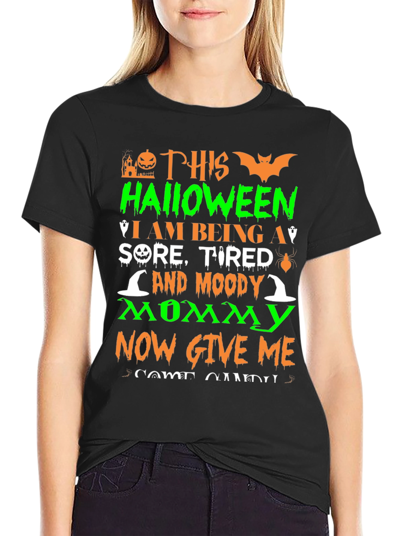 Halloween Moody Mommy Graphic T-Shirt
