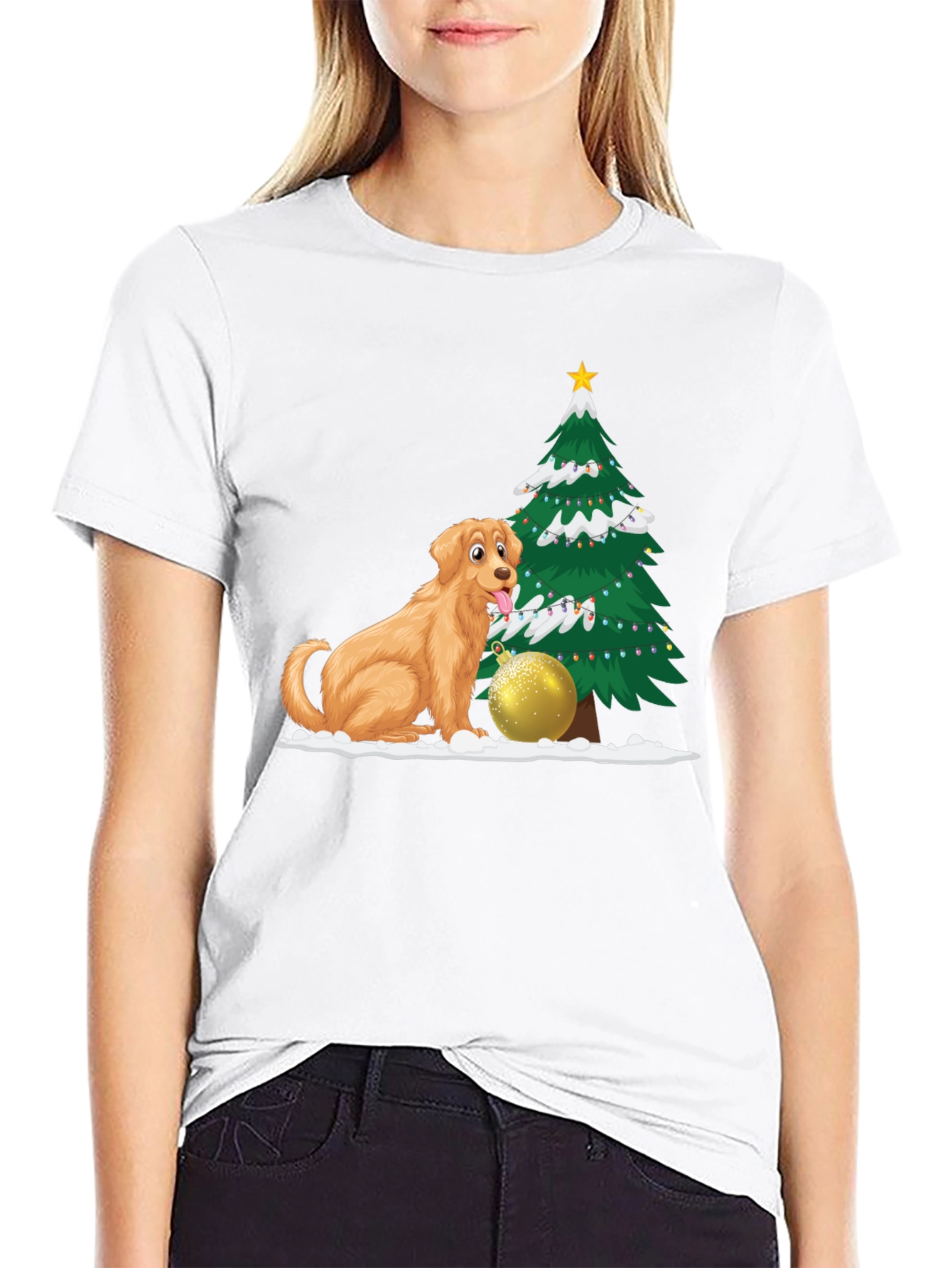 Dog and Christmas Tree Graphic Tee