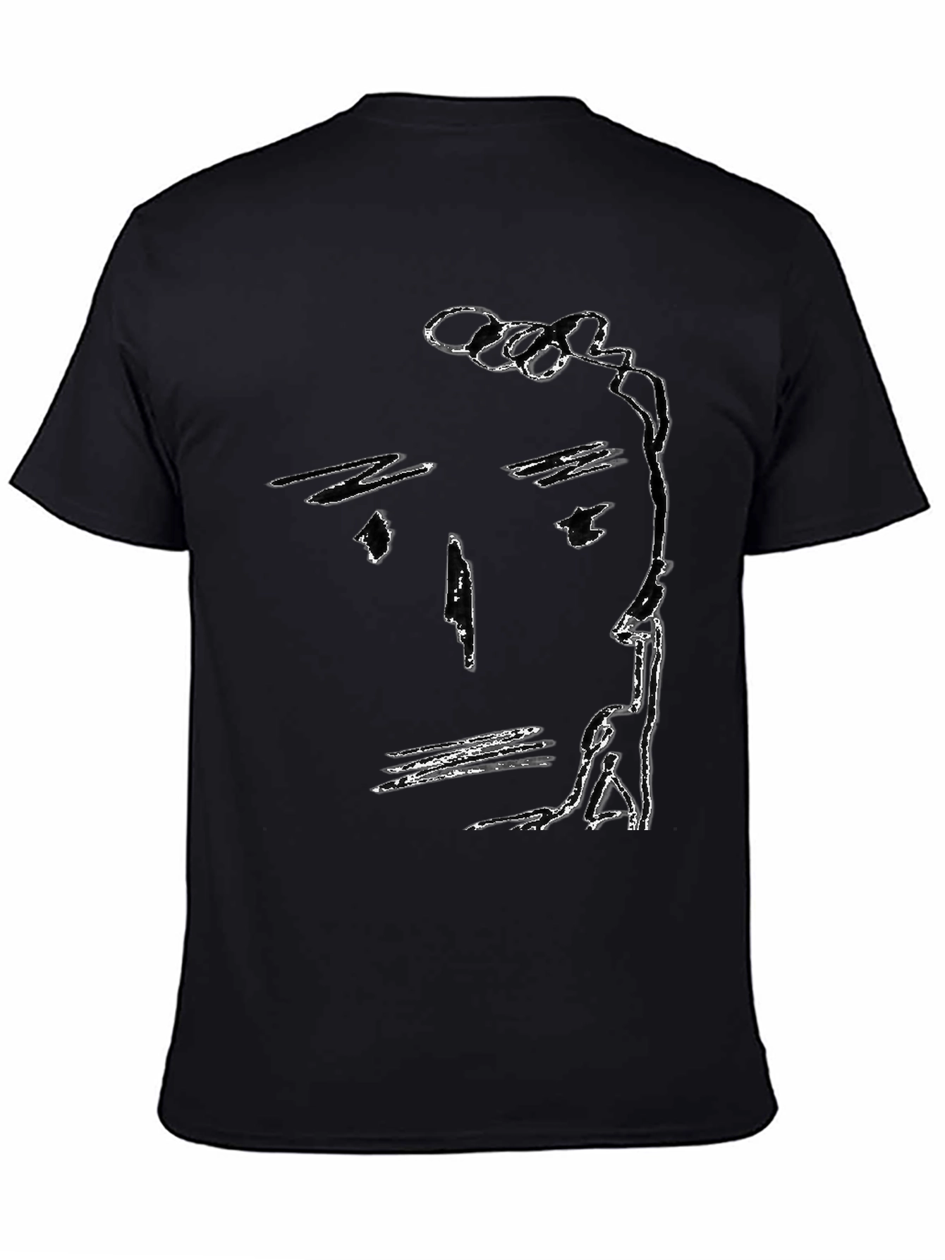 Abstract Face Black T-Shirt Minimalist Art Tee