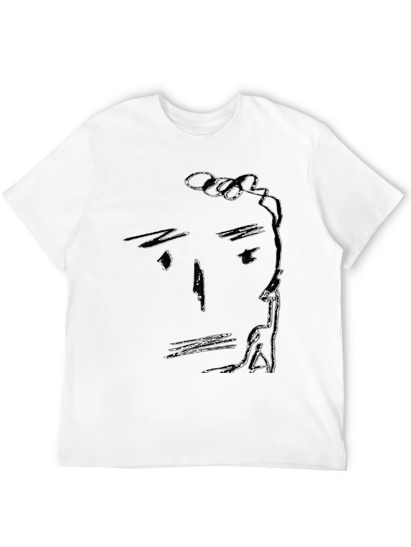 Abstract Face Black T-Shirt Minimalist Art Tee