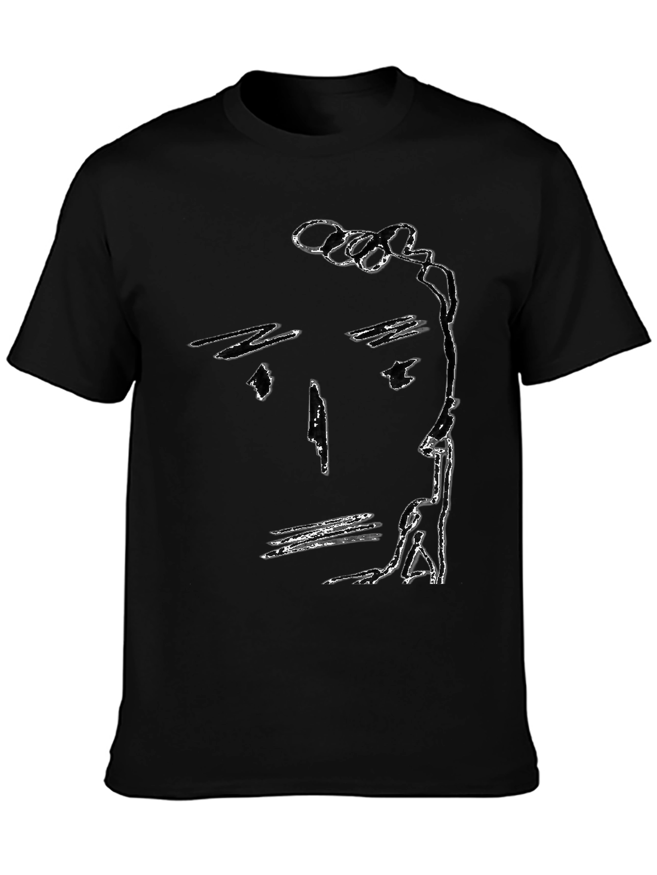 Abstract Face Black T-Shirt Minimalist Art Tee