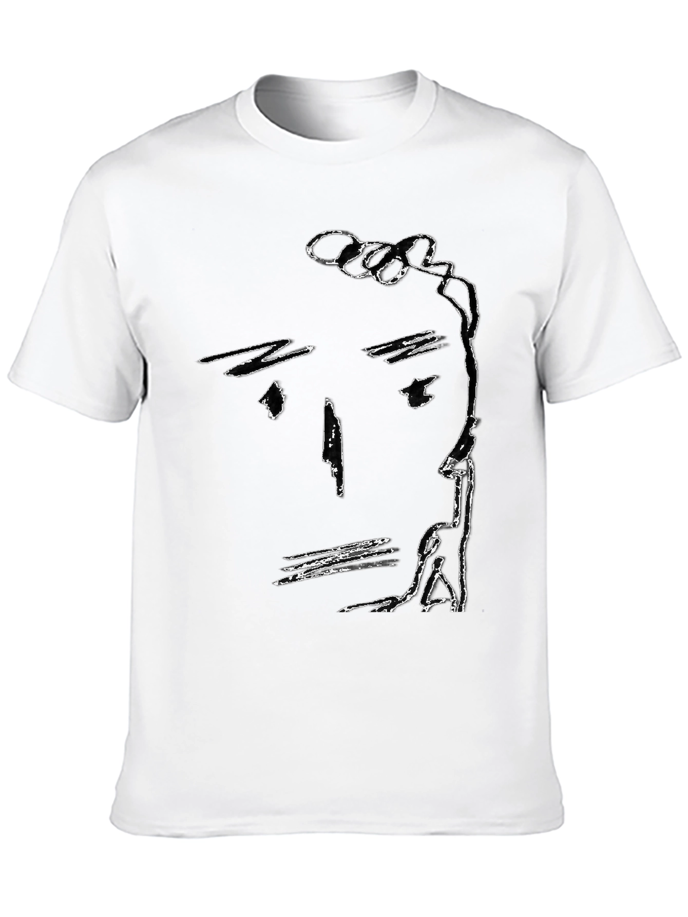 Abstract Face Black T-Shirt Minimalist Art Tee