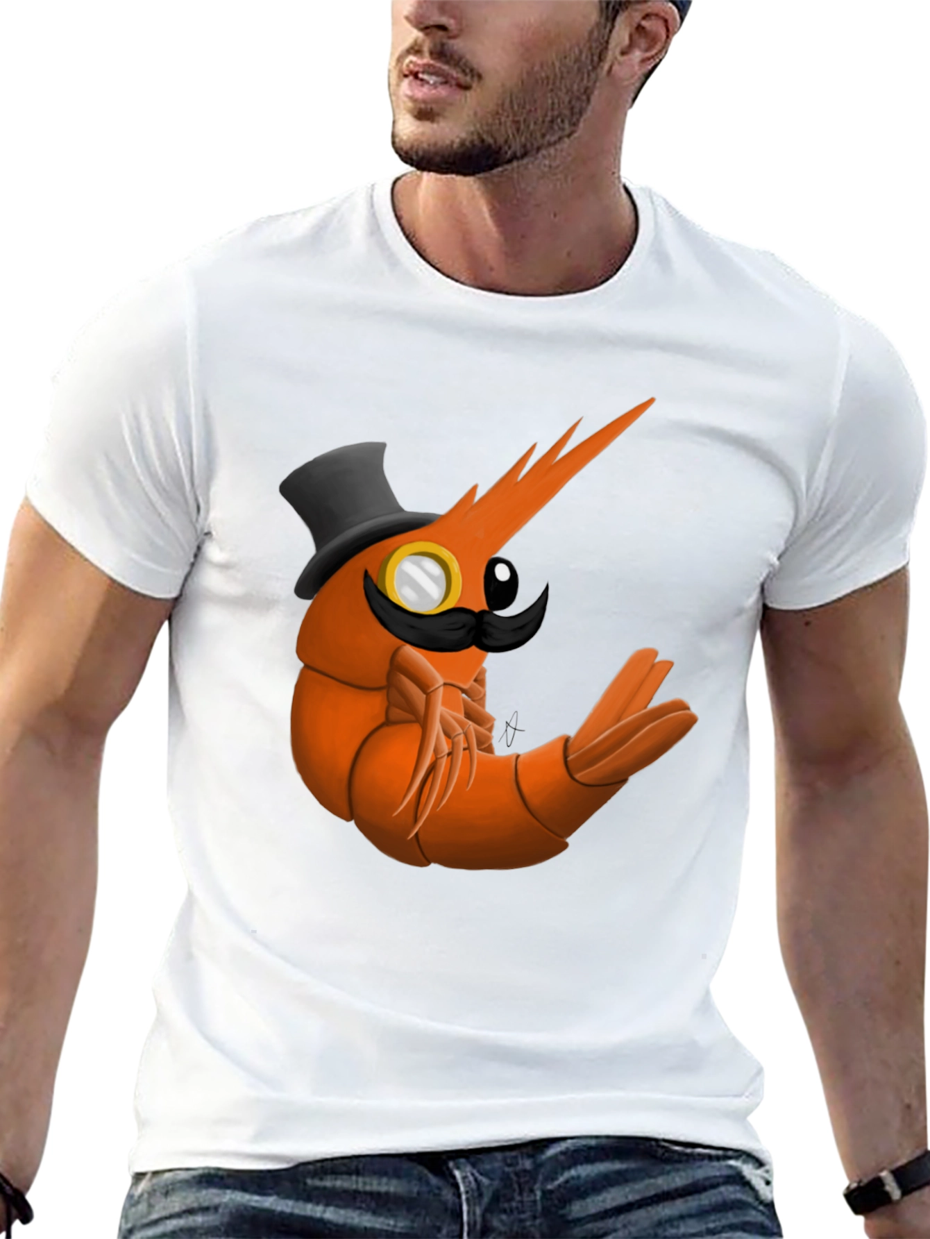 Dapper Shrimp T-Shirt - Humorous Seafood Graphic Tee