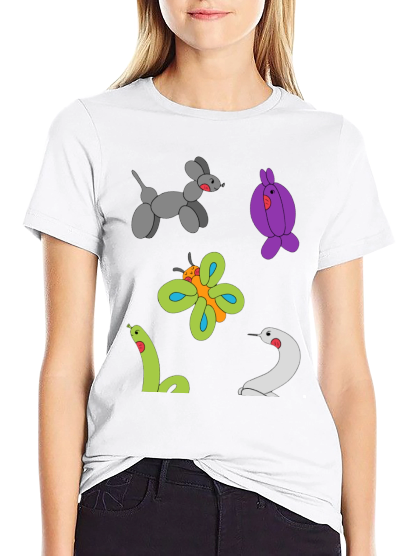 Balloon Animal Print Black T-Shirt