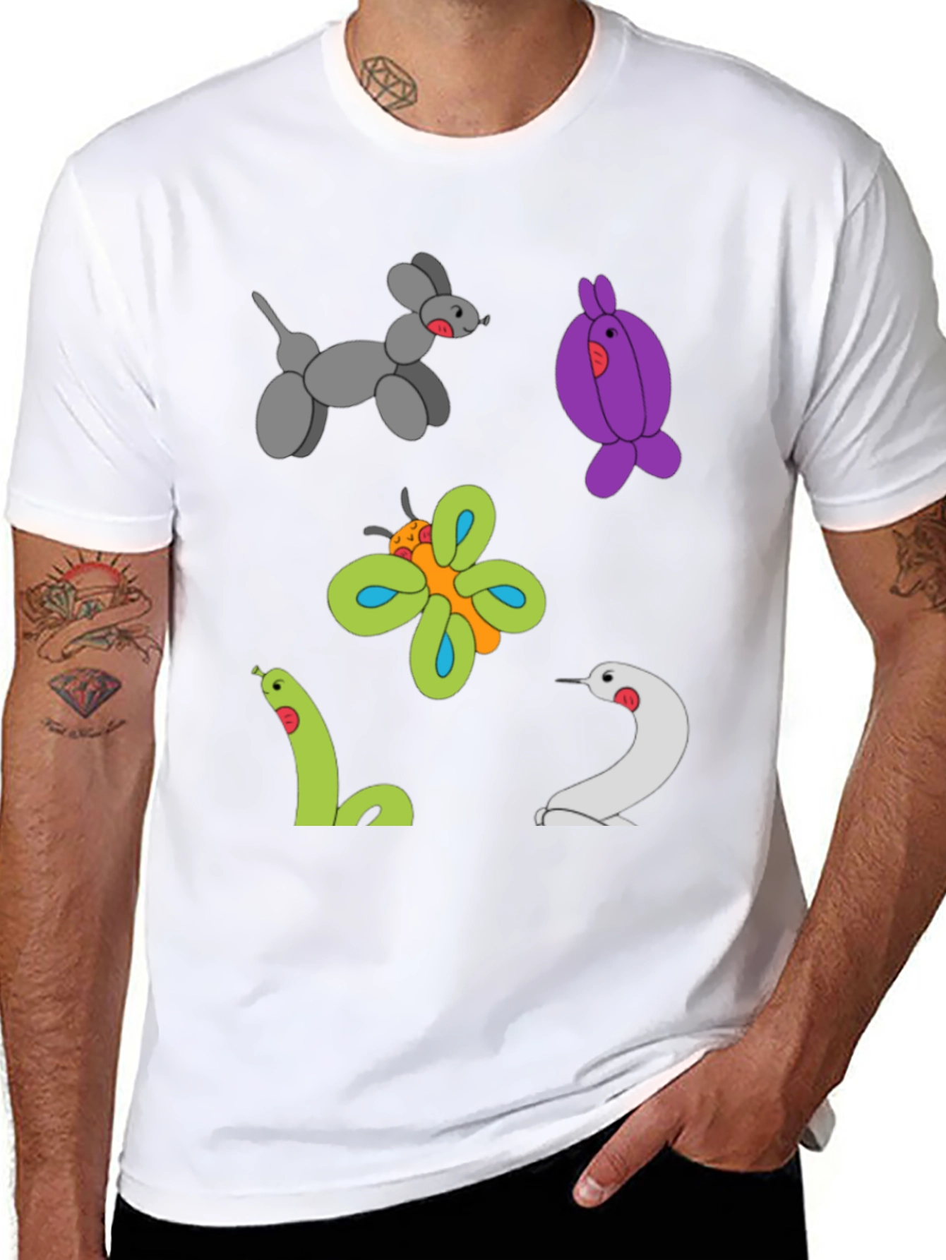 Balloon Animal Print Black T-Shirt