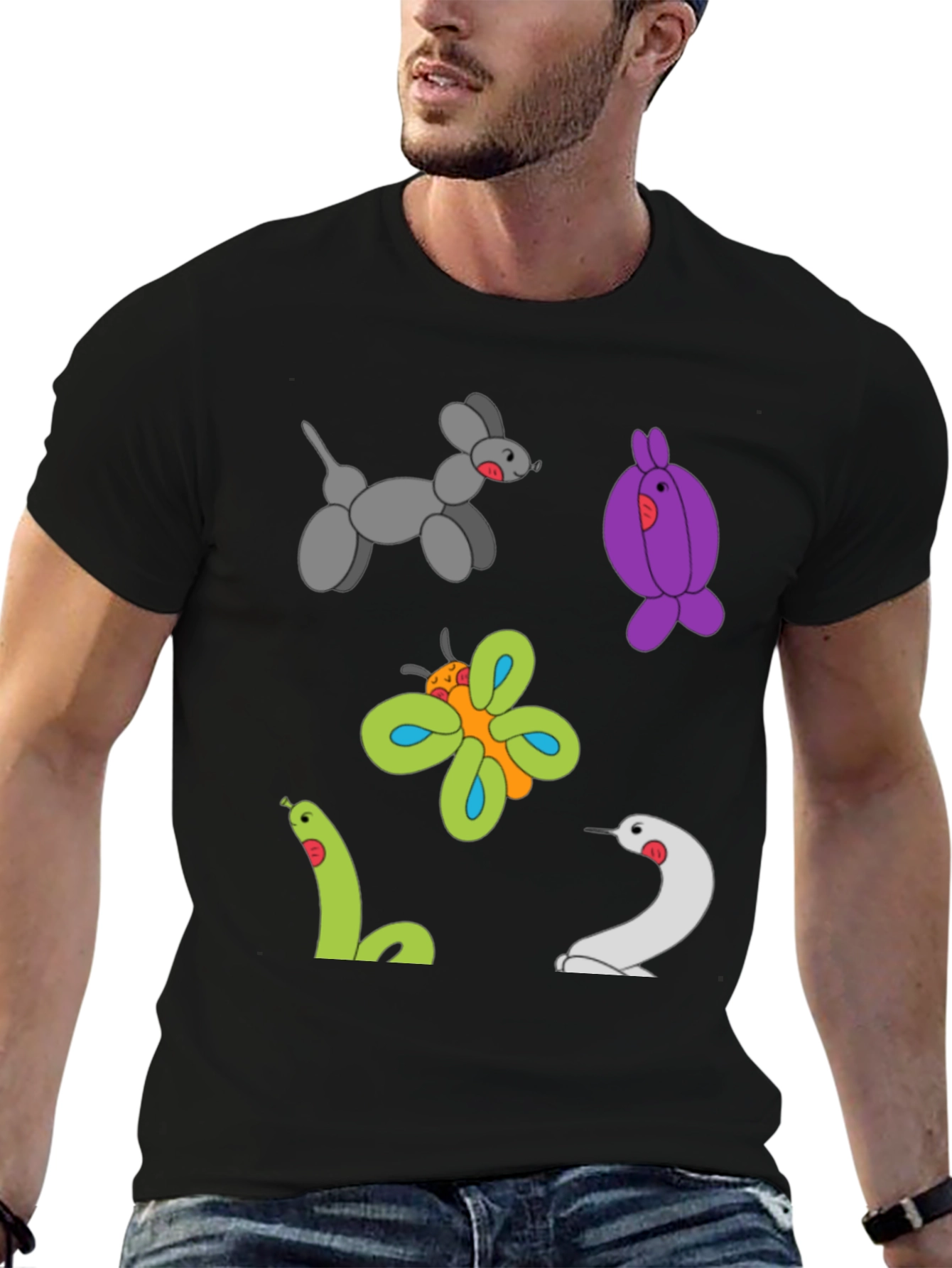 Balloon Animal Print Black T-Shirt