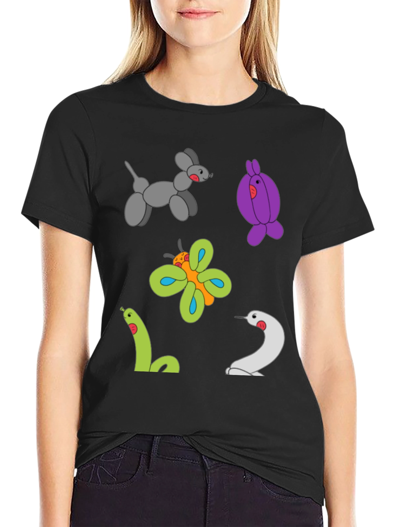 Balloon Animal Print Black T-Shirt