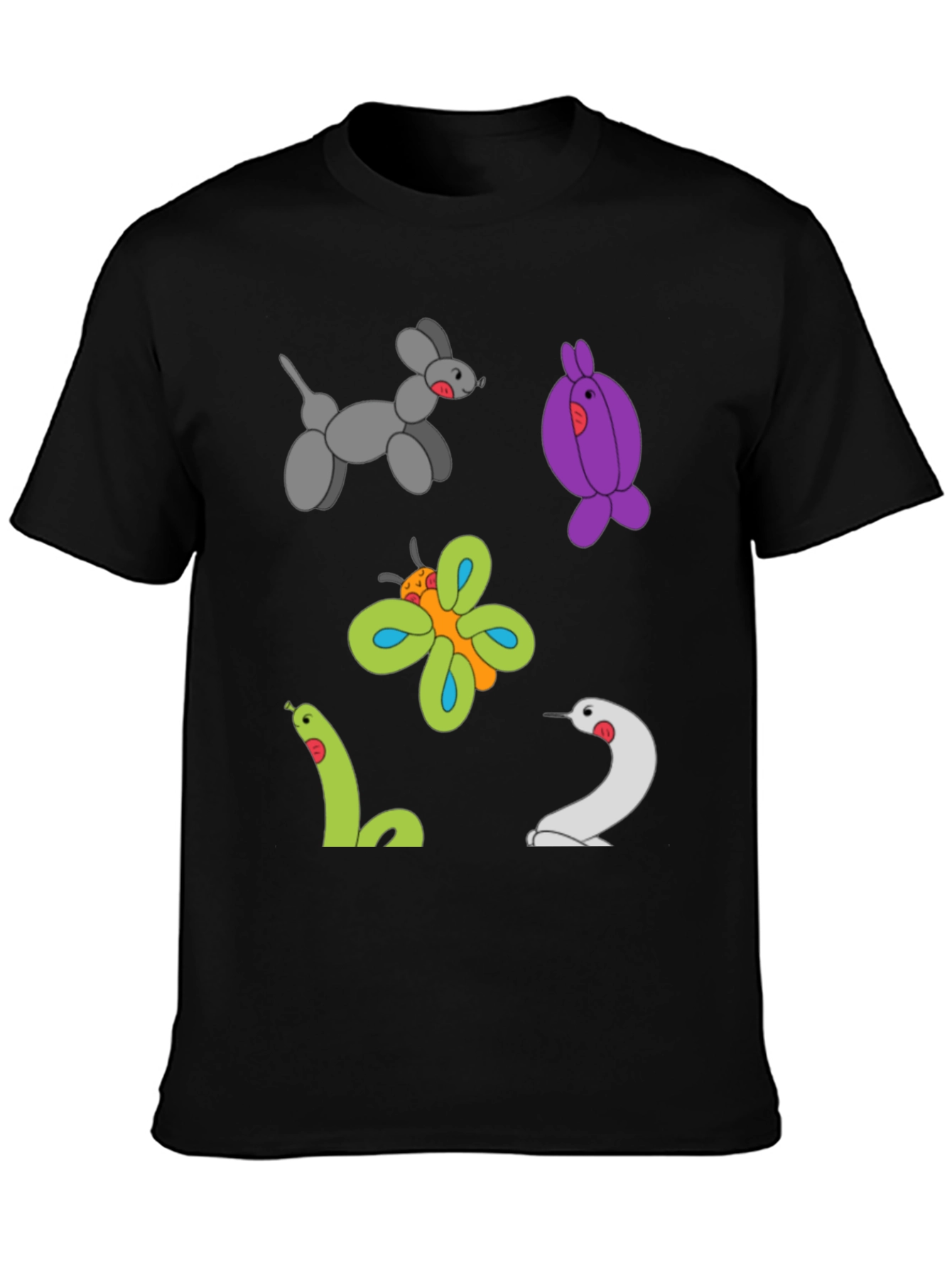 Balloon Animal Print Black T-Shirt