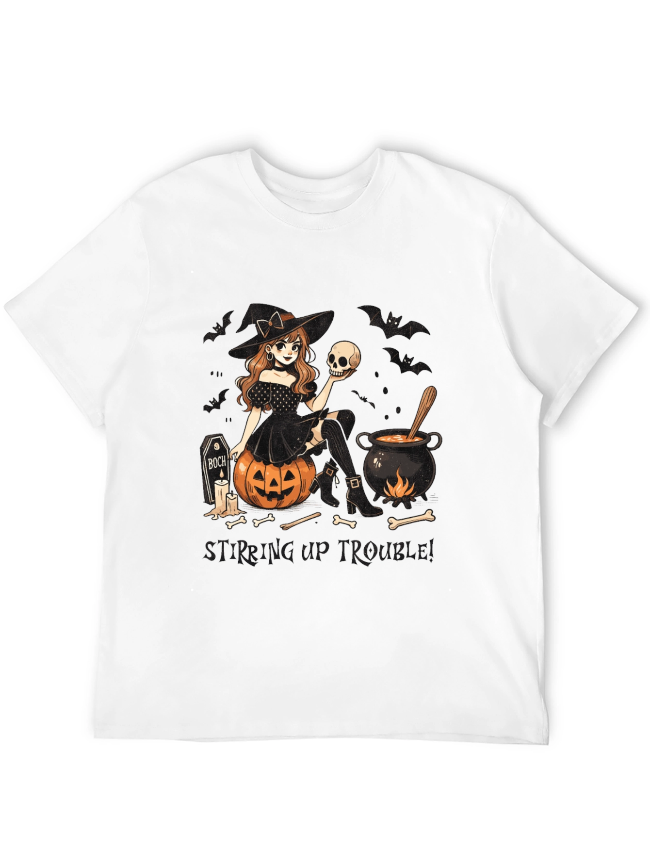 Witch Stirring Up Trouble Halloween Graphic T-Shirt