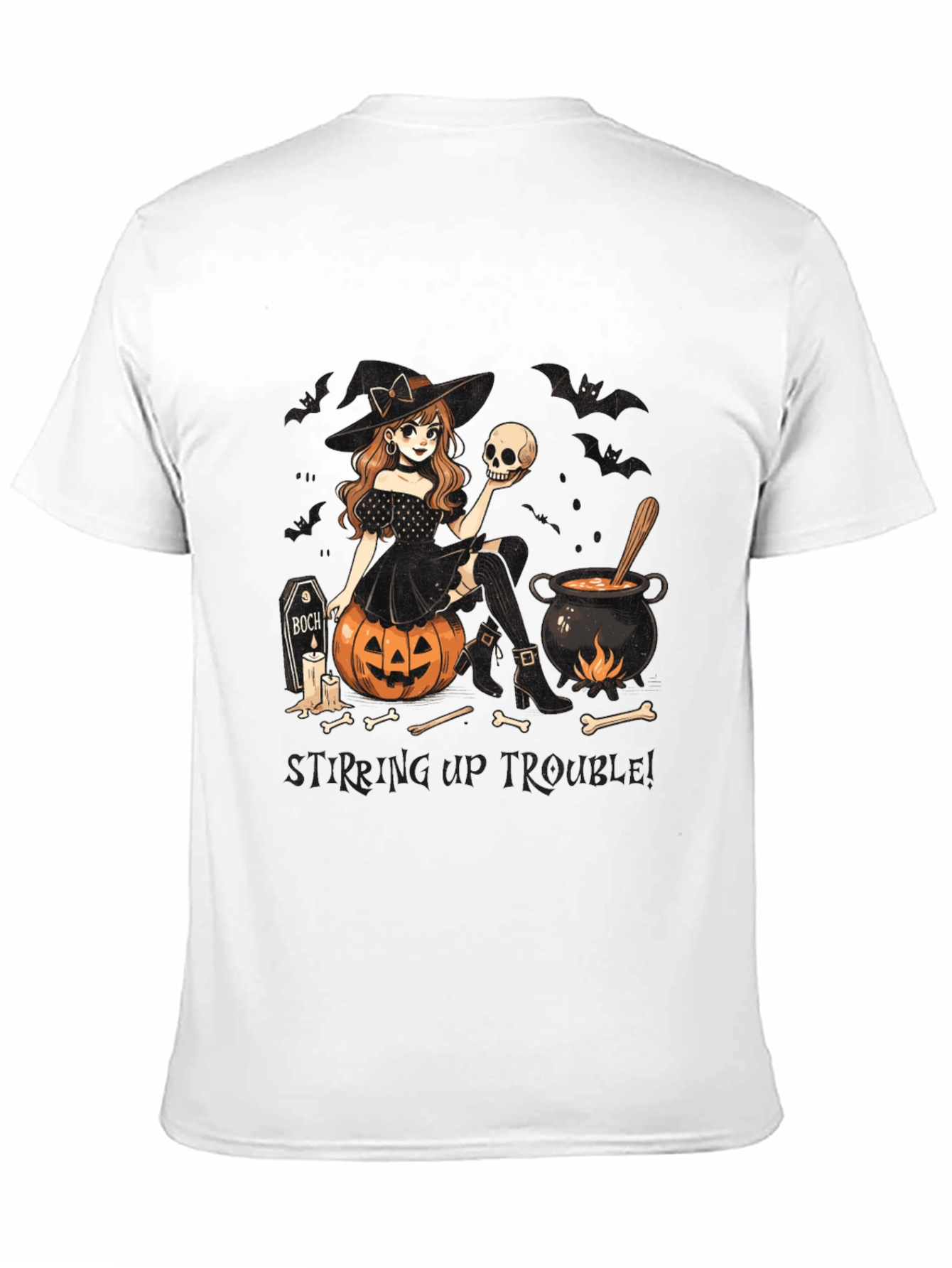 Witch Stirring Up Trouble Halloween Graphic T-Shirt