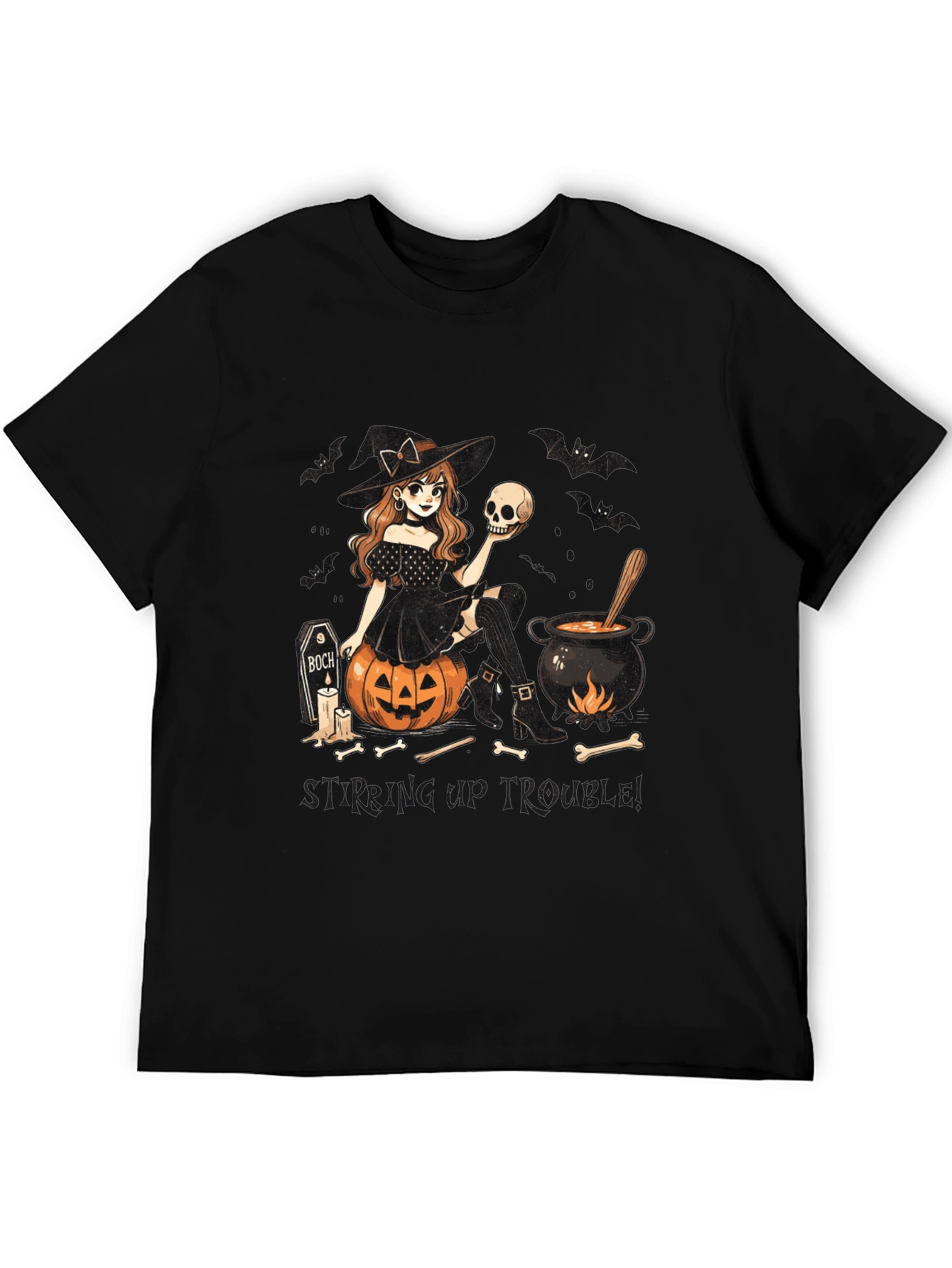 Witch Stirring Up Trouble Halloween Graphic T-Shirt