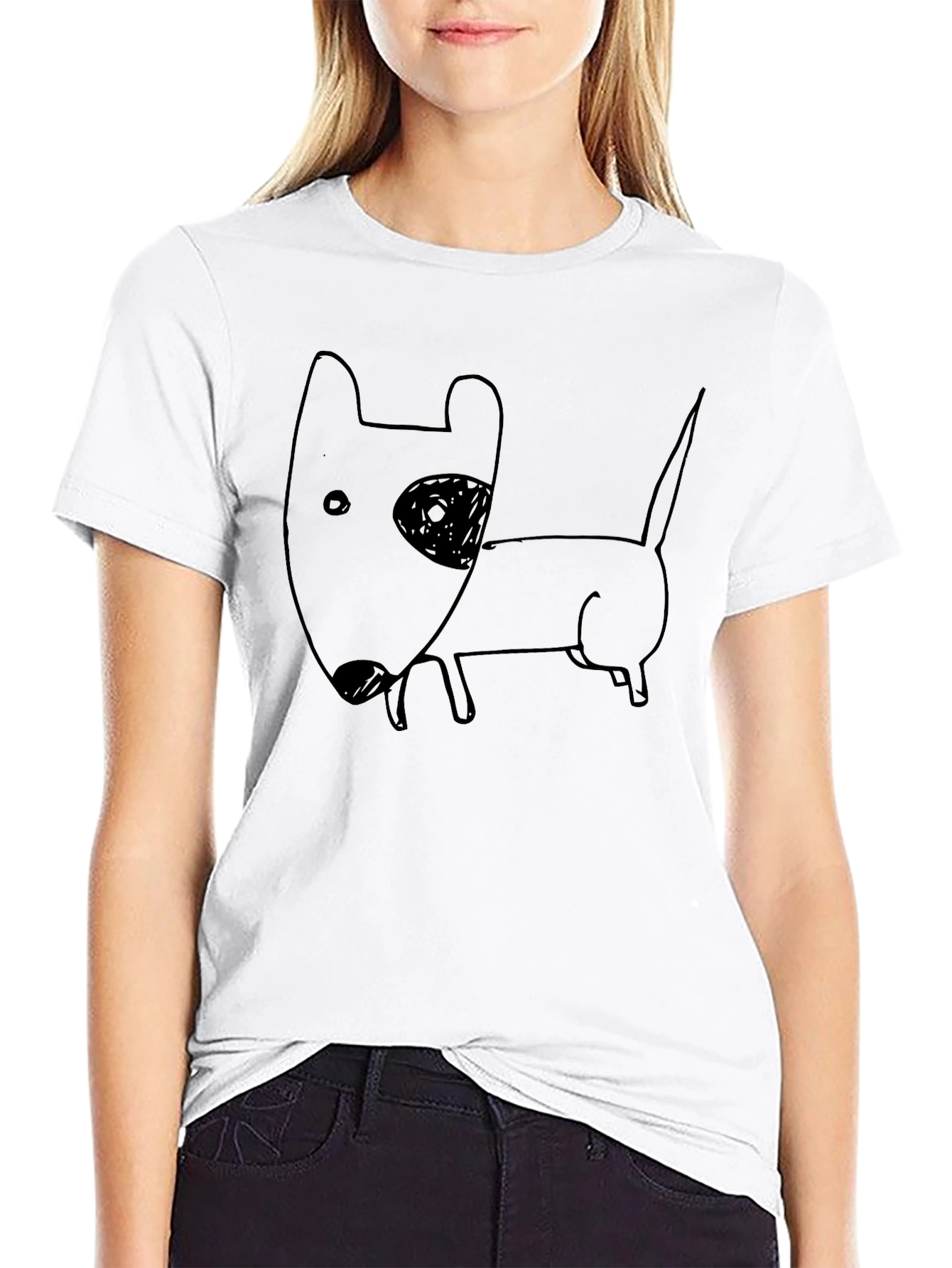 Funny Dog Sketch Black T-Shirt