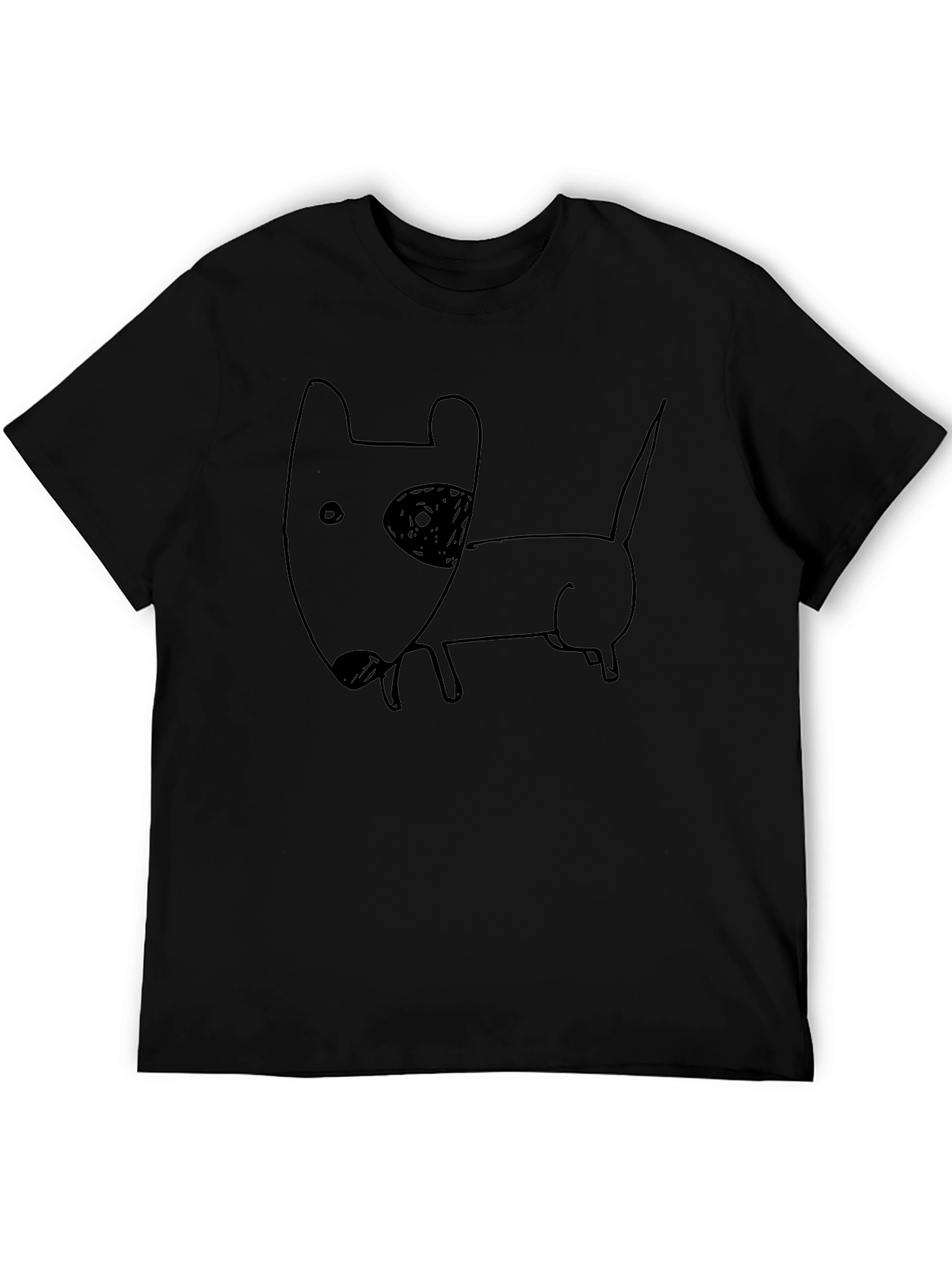 Funny Dog Sketch Black T-Shirt