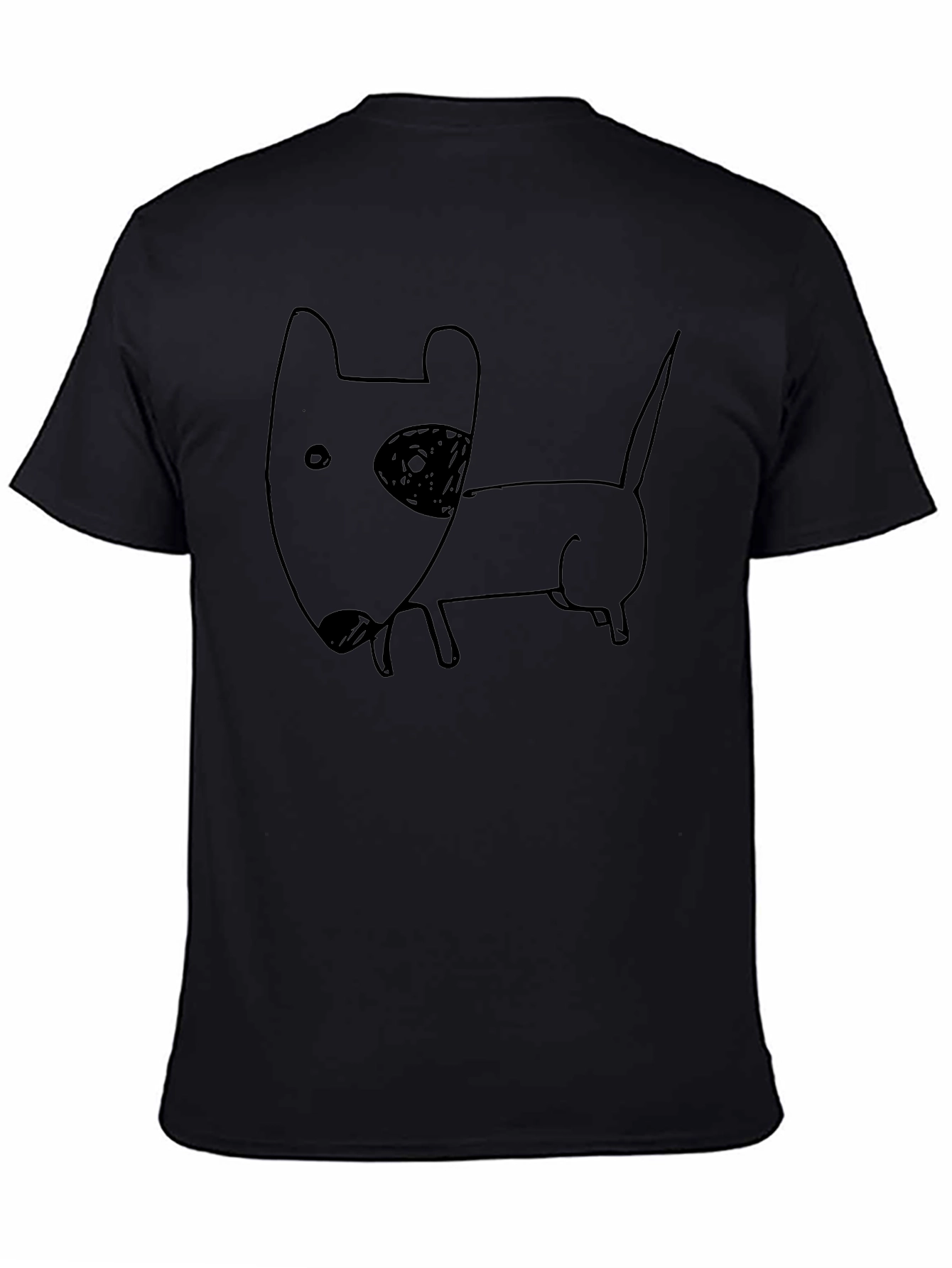 Funny Dog Sketch Black T-Shirt