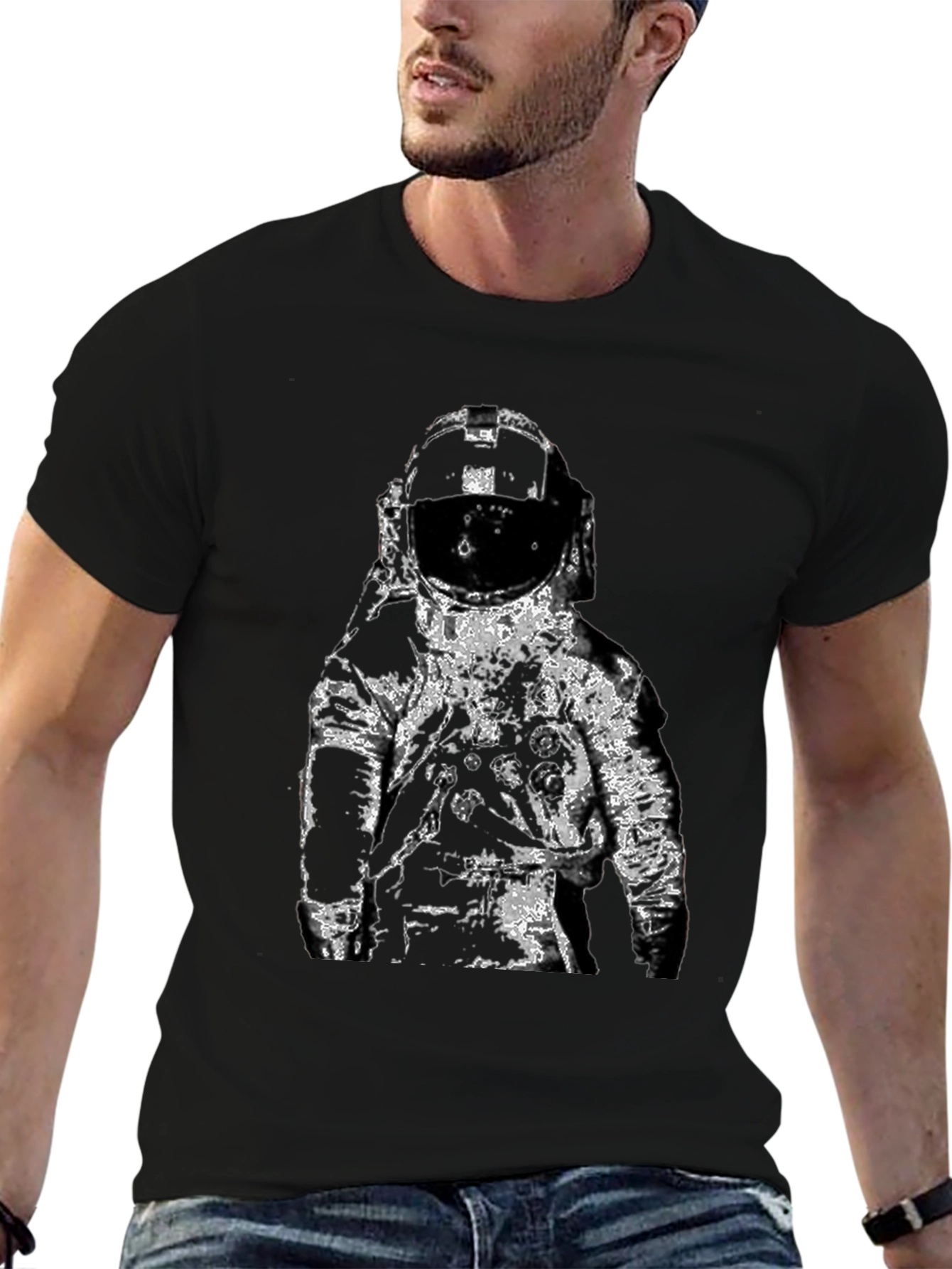Astronaut Graphic T-Shirt - Black Cotton Tee