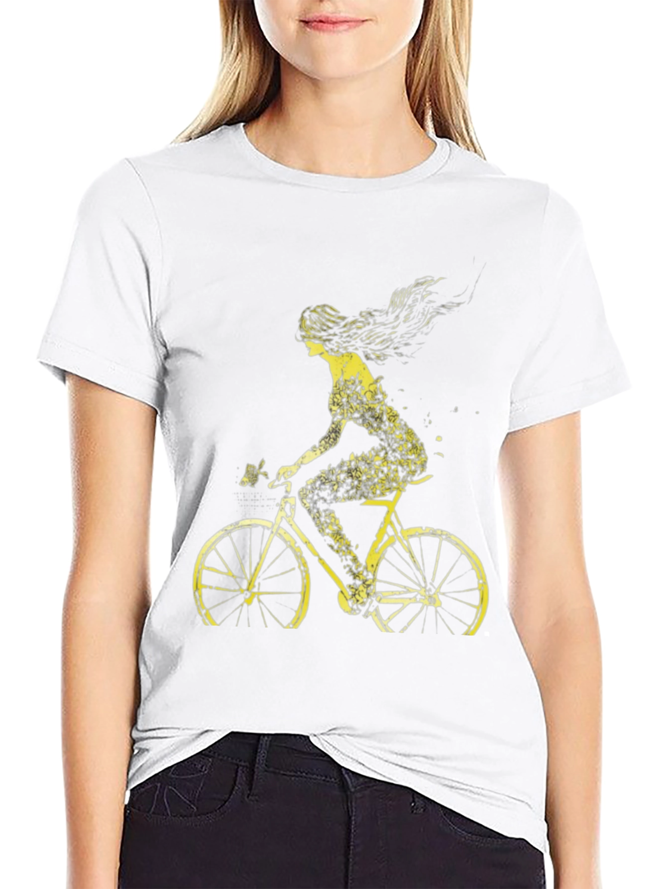 Bicycle Girl Graphic Tee - Stylish Black Cotton T-Shirt