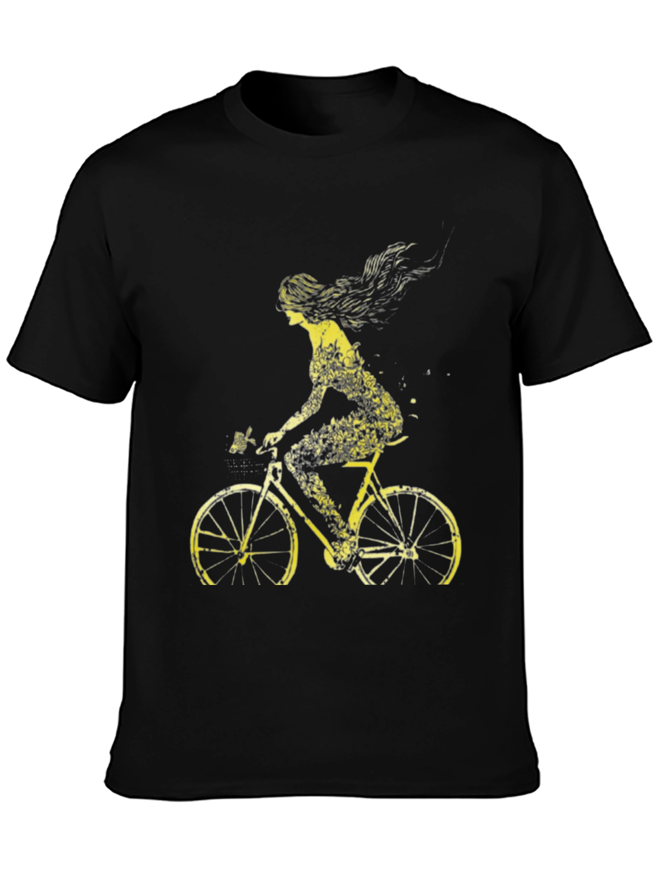 Bicycle Girl Graphic Tee - Stylish Black Cotton T-Shirt