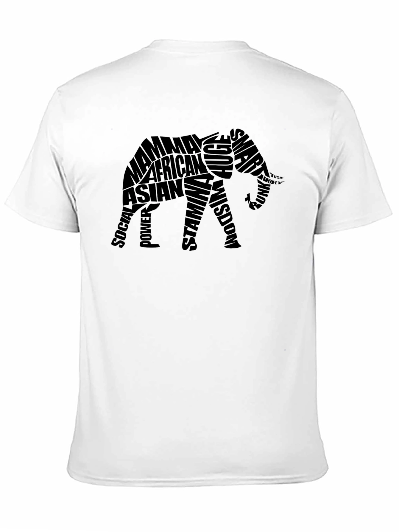 Elephant Word Art Graphic Tee - Black T-Shirt