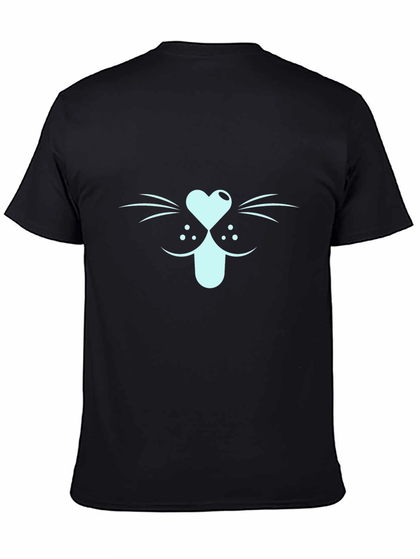 Cool Cat Face Graphic Tee - Black