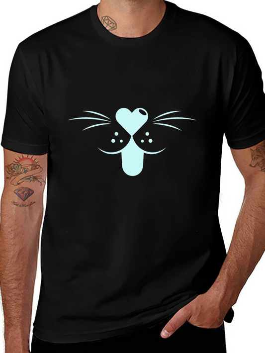 Cool Cat Face Graphic Tee - Black