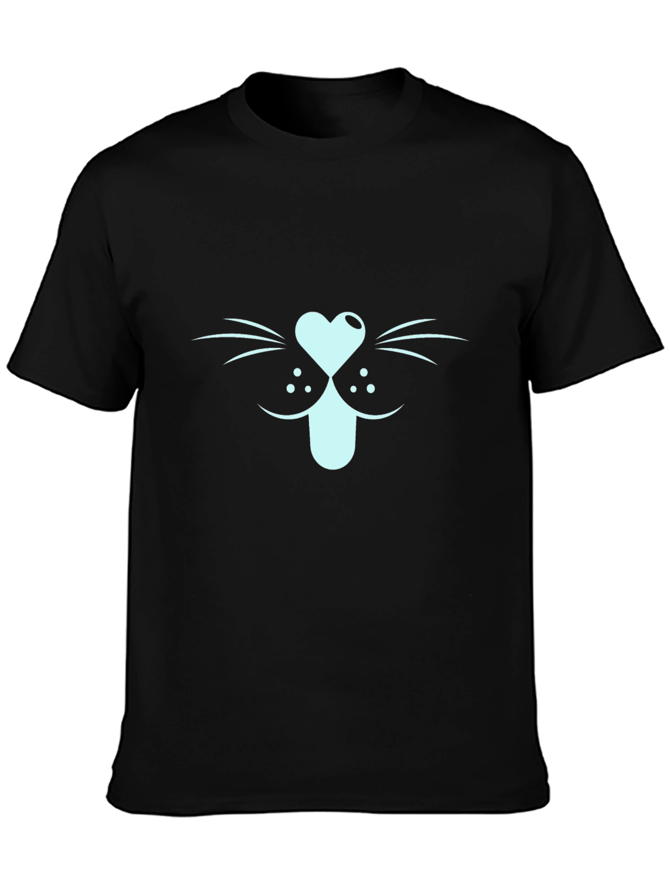 Cool Cat Face Graphic Tee - Black