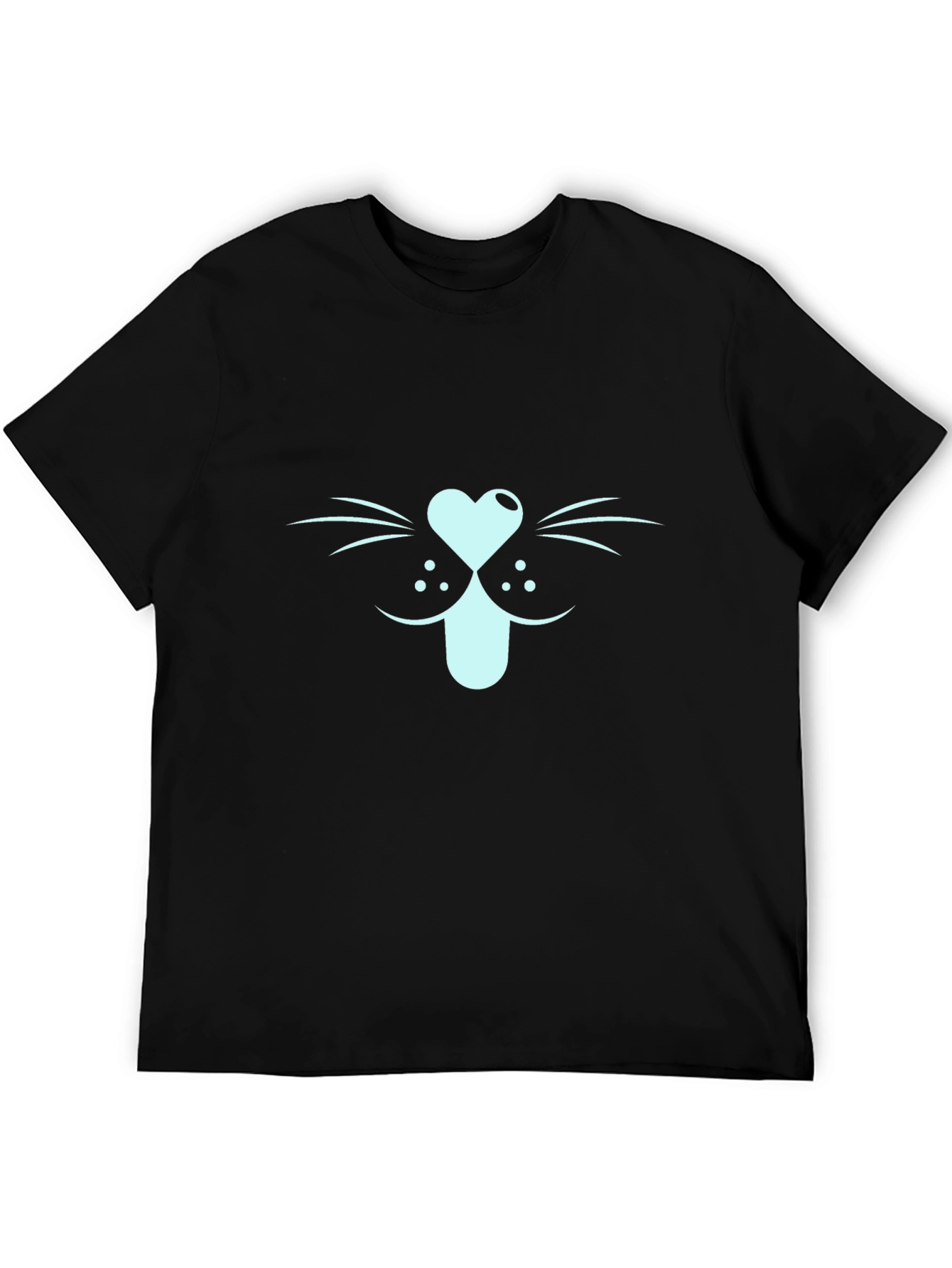 Cool Cat Face Graphic Tee - Black
