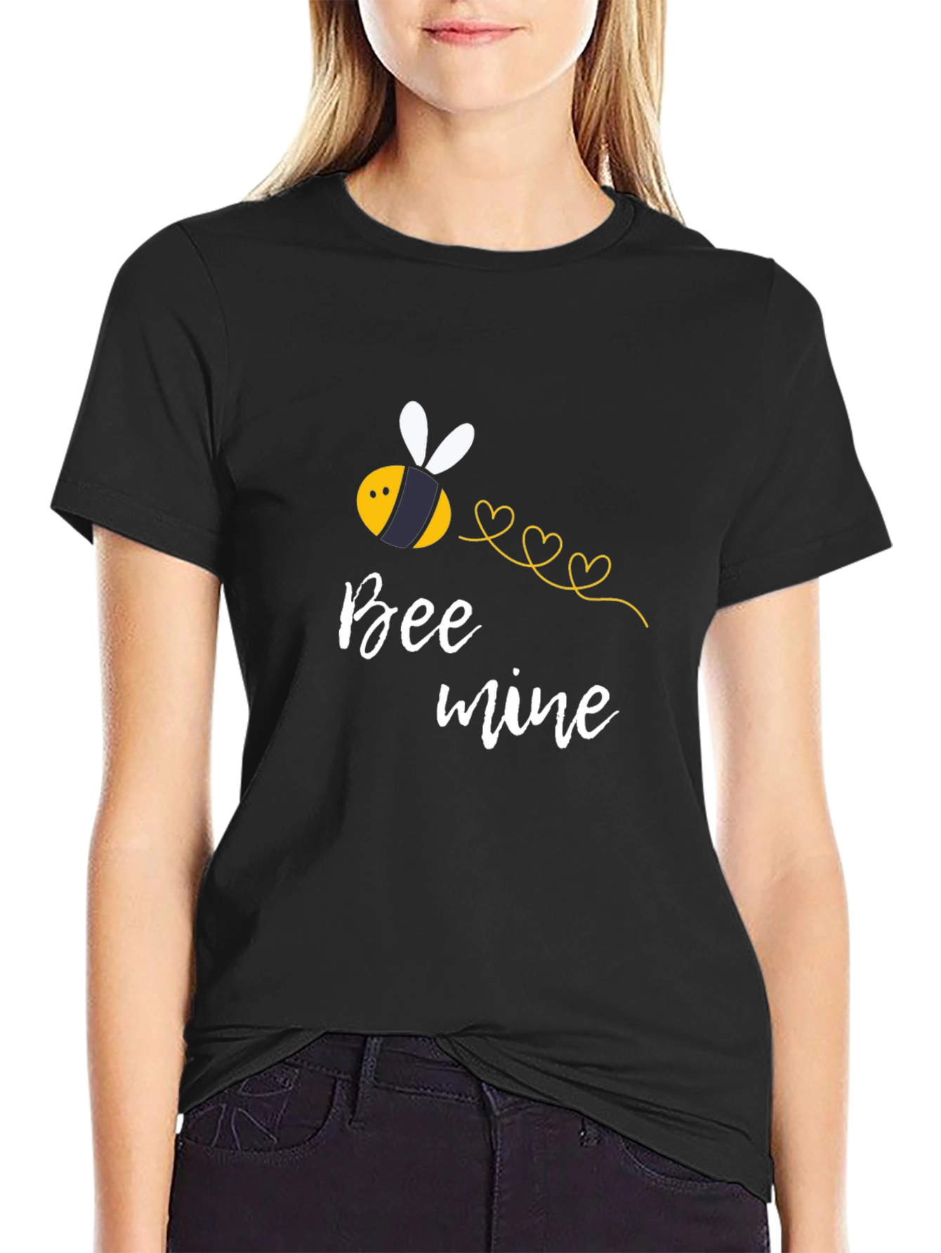 Bee Mine Black T-Shirt - Sweet Valentines Day Gift