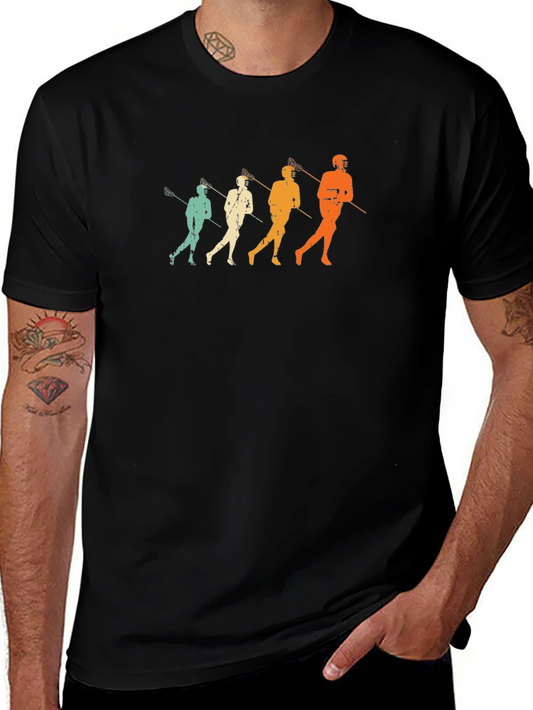 Retro Lacrosse Player Graphic T-Shirt