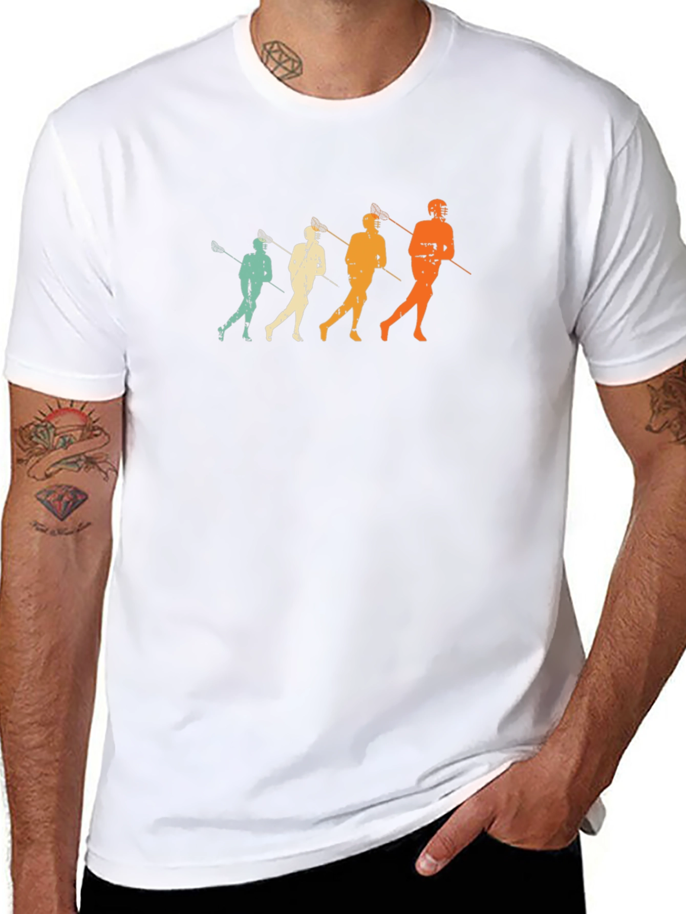 Retro Lacrosse Player Graphic T-Shirt