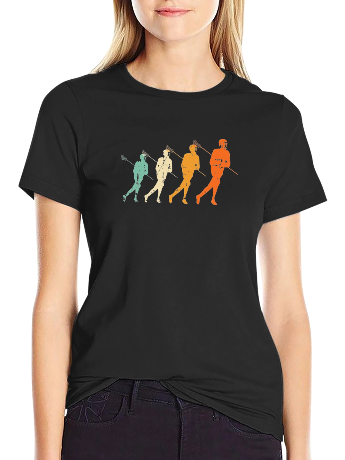 Retro Lacrosse Player Graphic T-Shirt