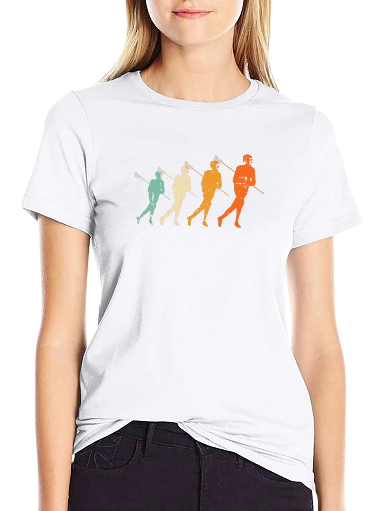 Retro Lacrosse Player Graphic T-Shirt