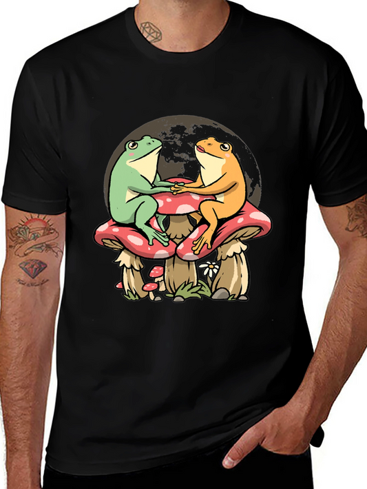 Frog Couple Mushroom T-Shirt - Unique Graphic Tee