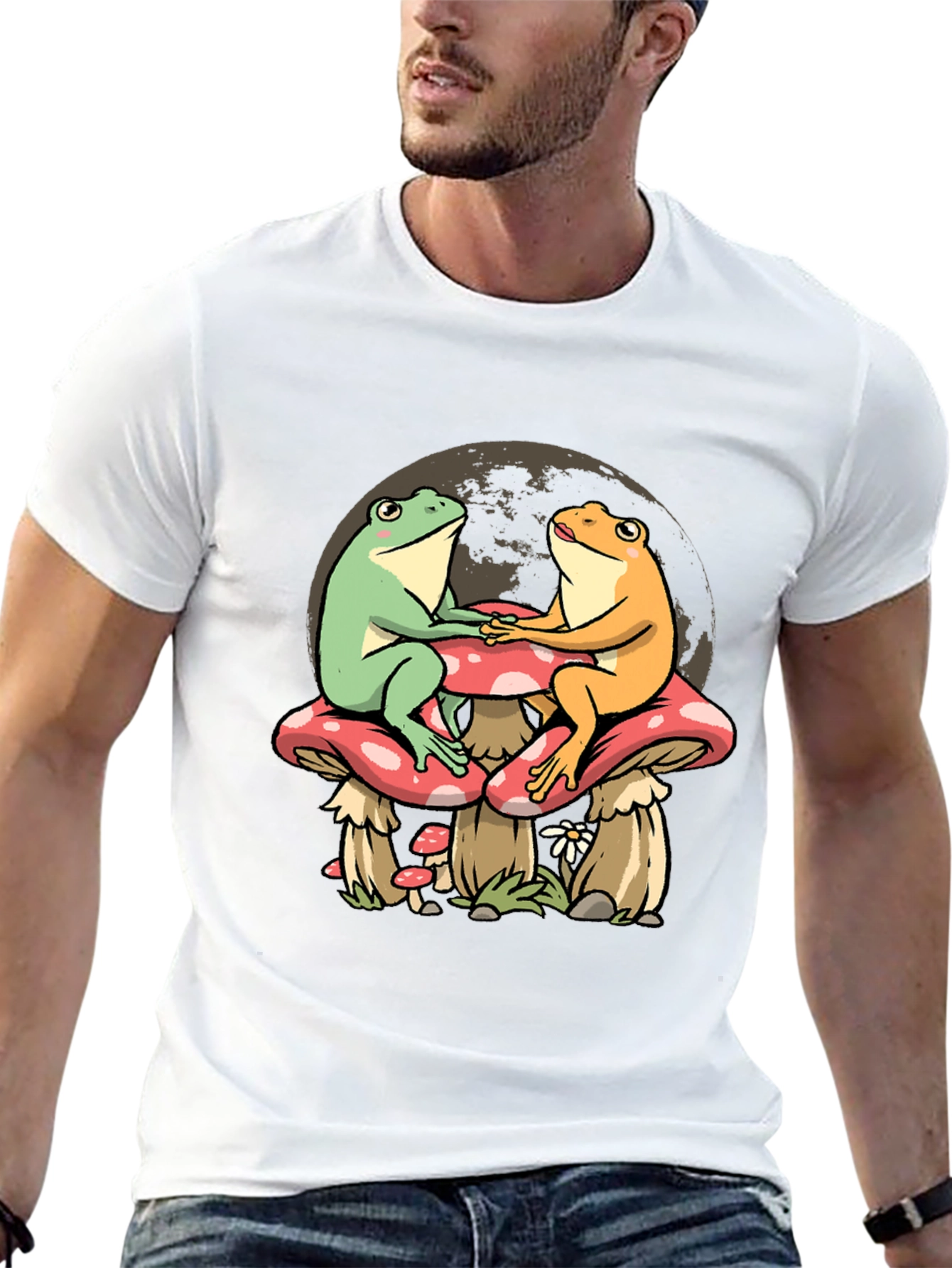 Frog Couple Mushroom T-Shirt - Unique Graphic Tee
