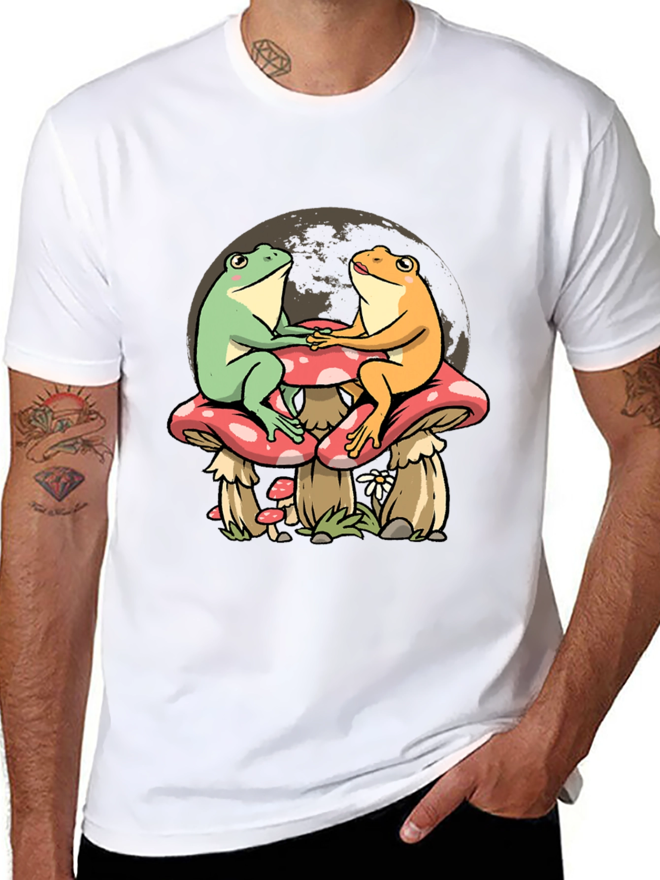 Frog Couple Mushroom T-Shirt - Unique Graphic Tee