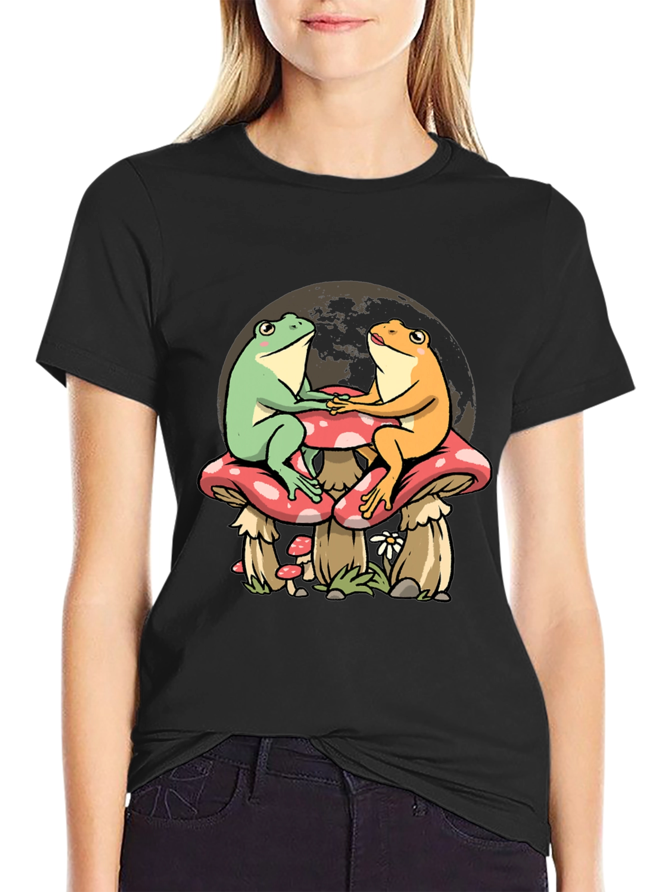 Frog Couple Mushroom T-Shirt - Unique Graphic Tee