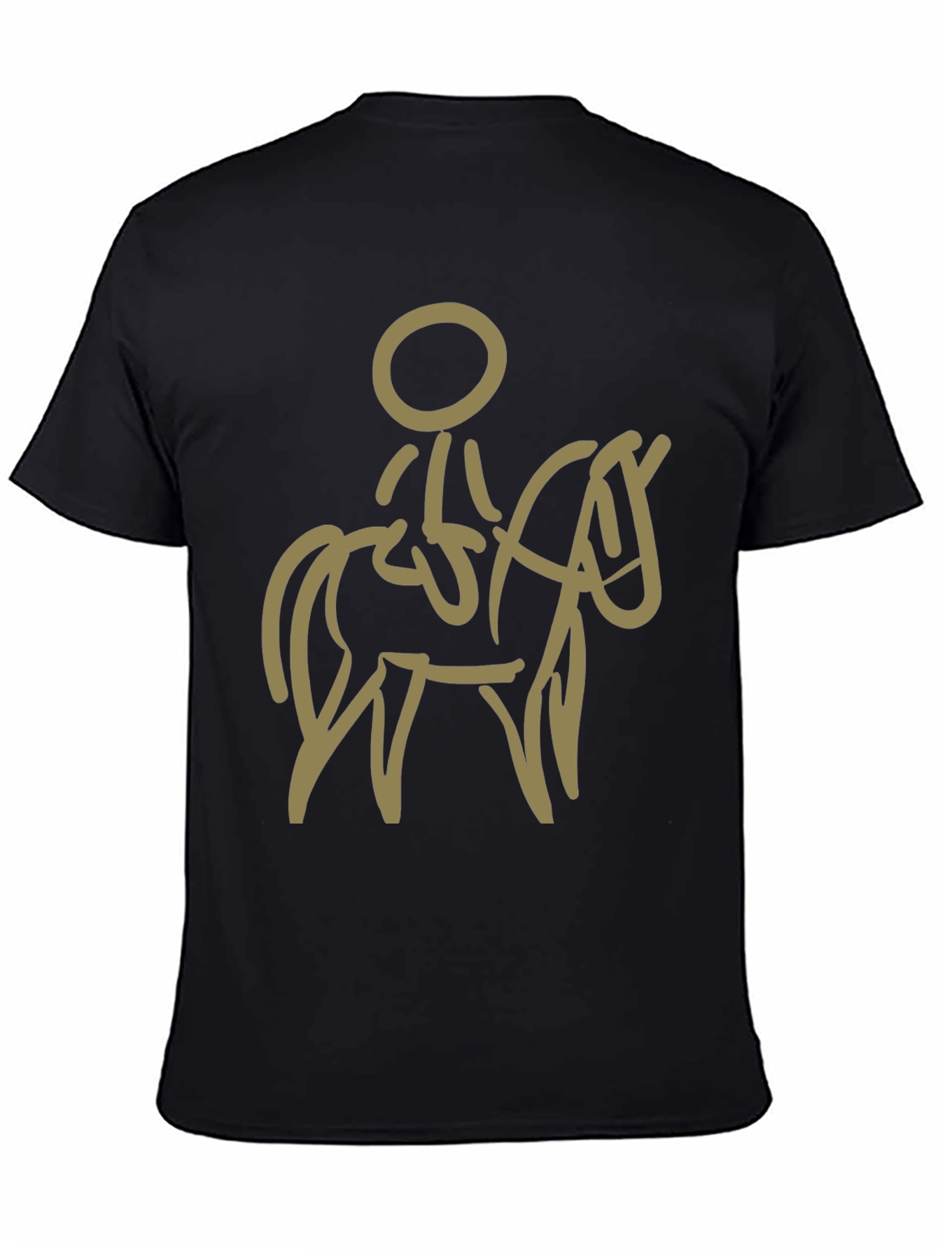 Stylized Horse and Rider Graphic Tee - Black