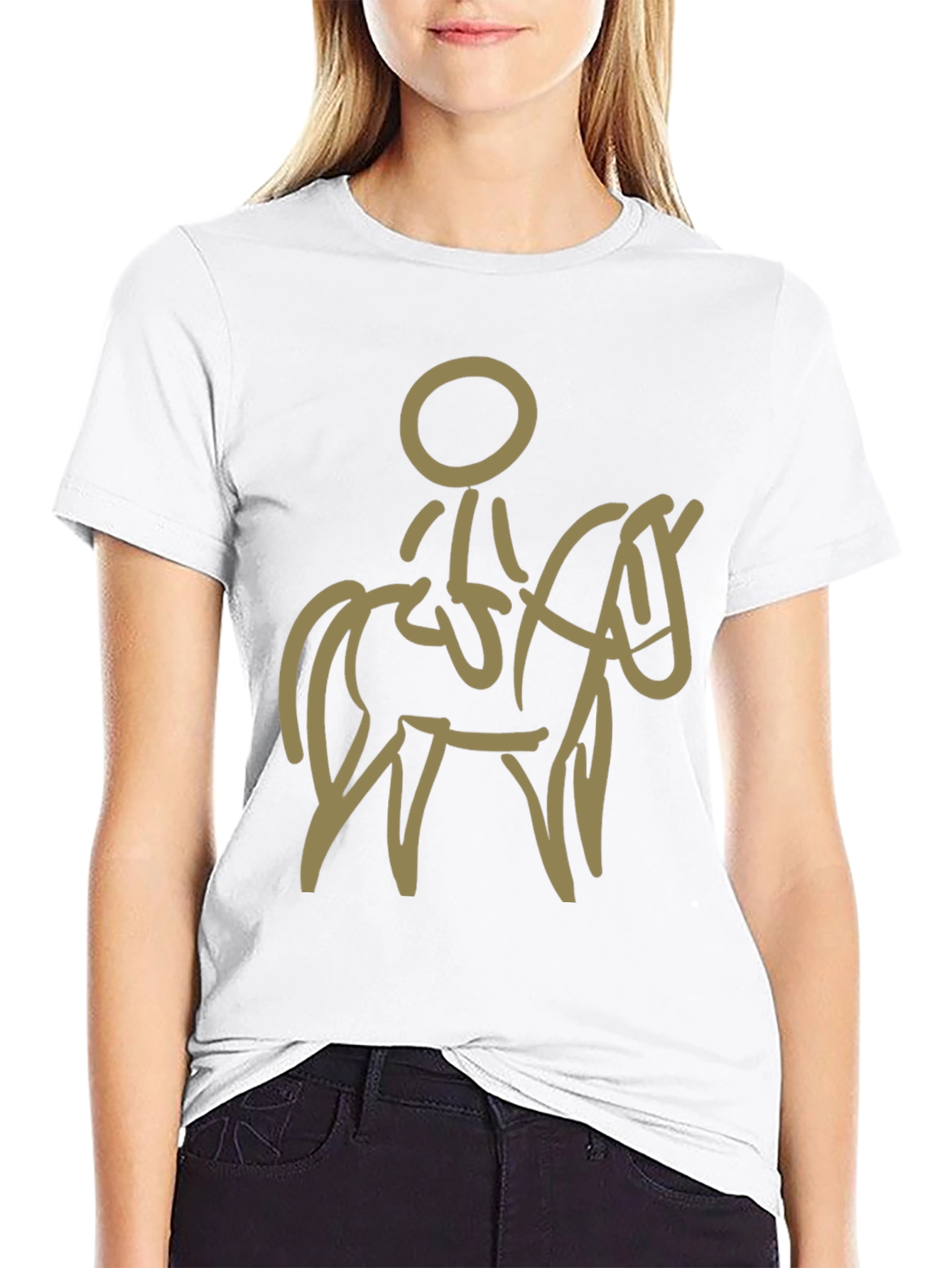 Stylized Horse and Rider Graphic Tee - Black