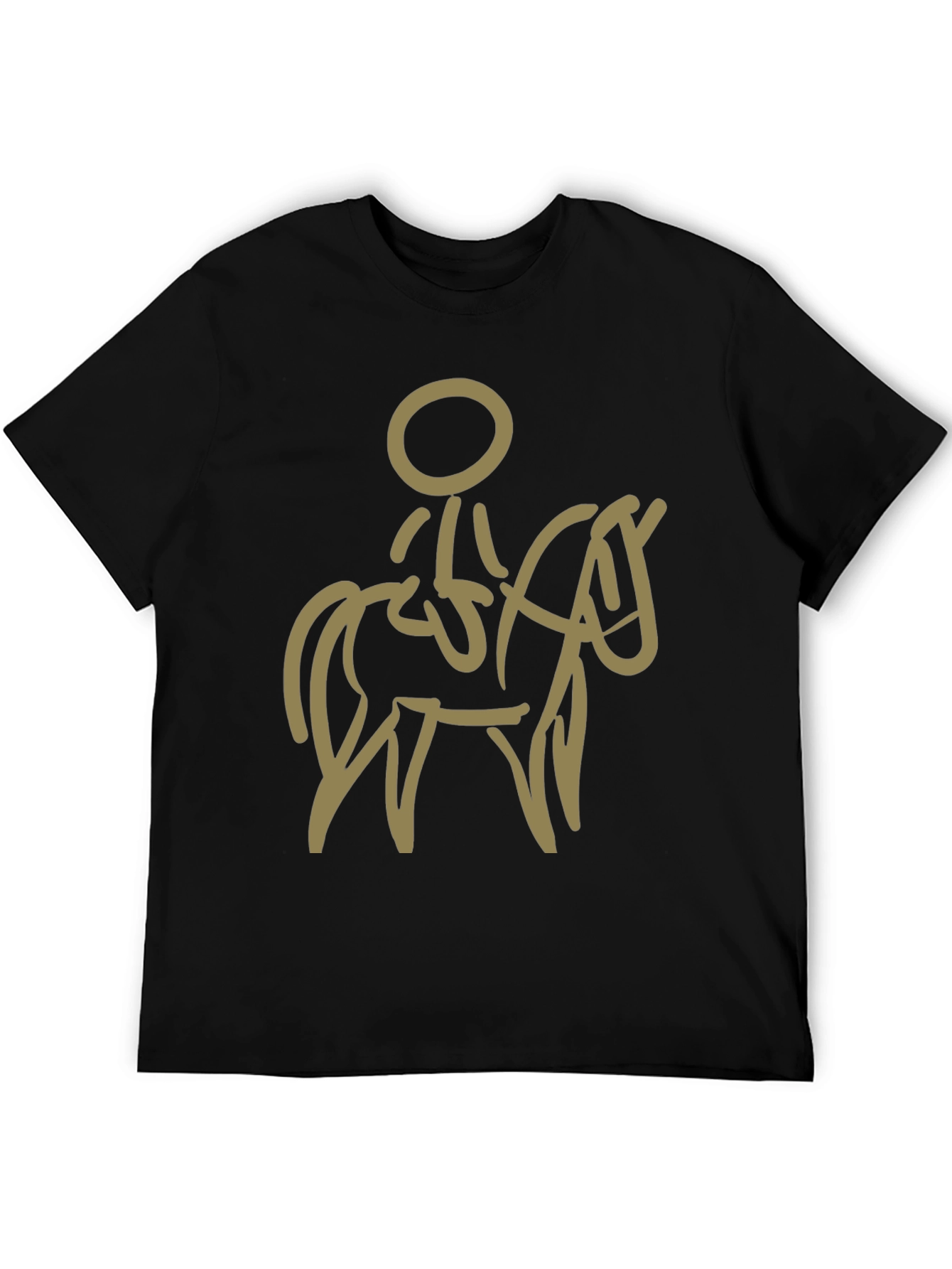 Stylized Horse and Rider Graphic Tee - Black
