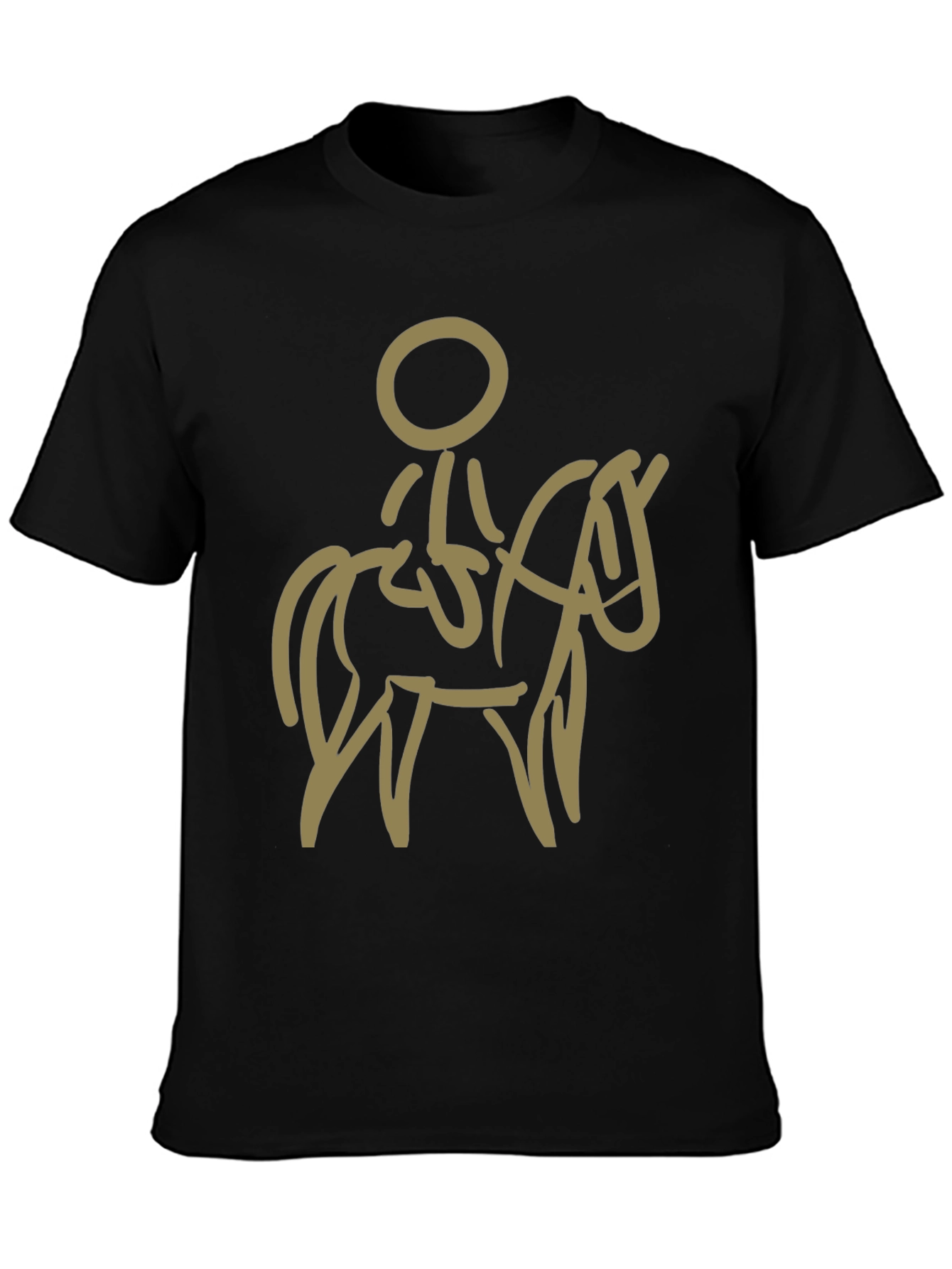 Stylized Horse and Rider Graphic Tee - Black