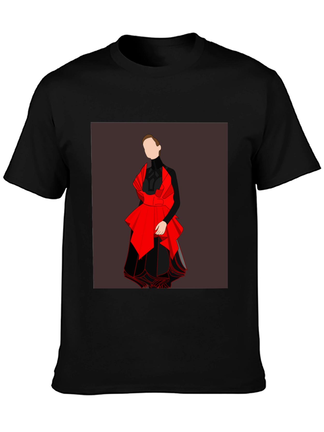 Black Graphic Tee - Abstract Red and Black Design