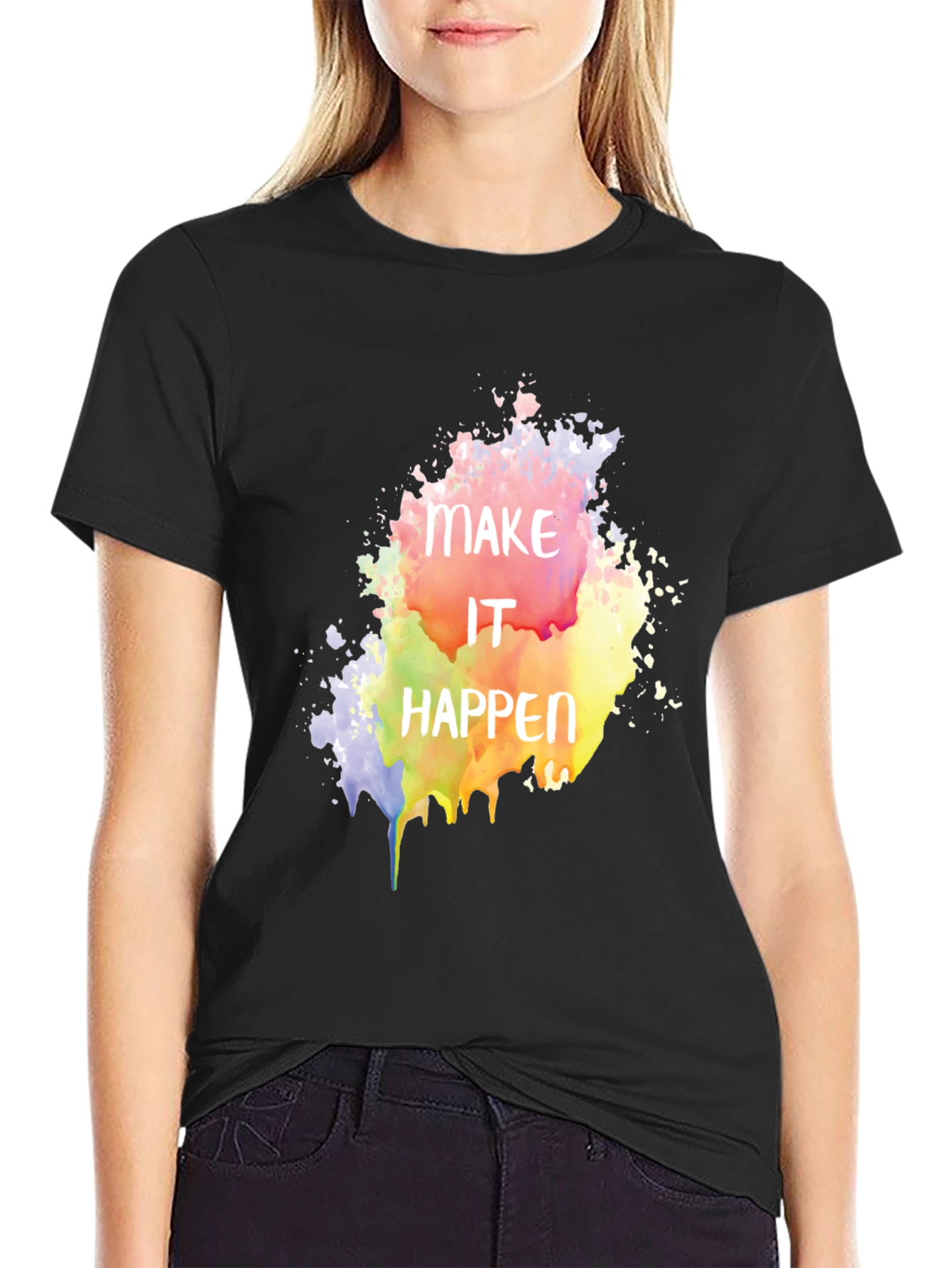 Make It Happen Graphic Tee - Black Cotton Blend