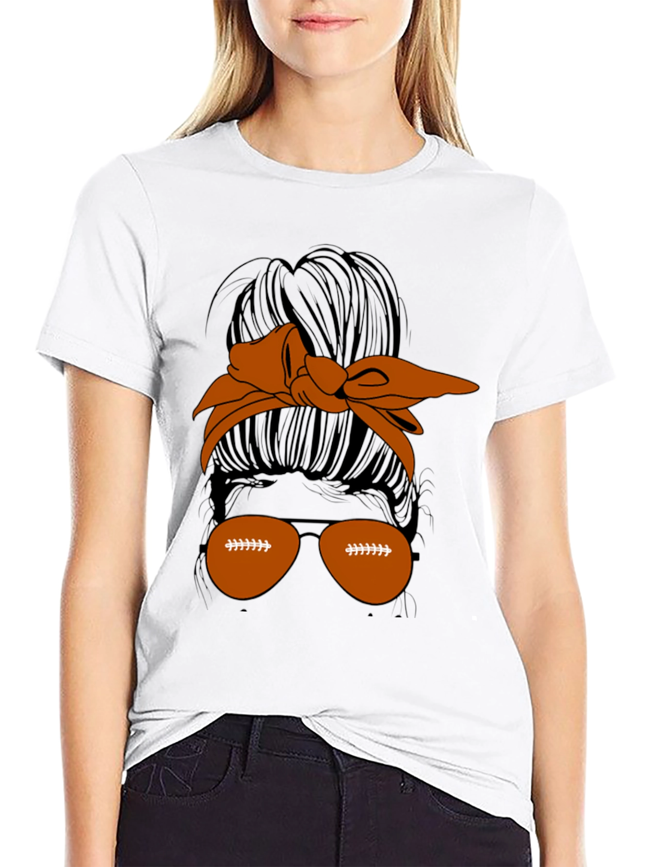 Football Messy Bun Graphic Tee