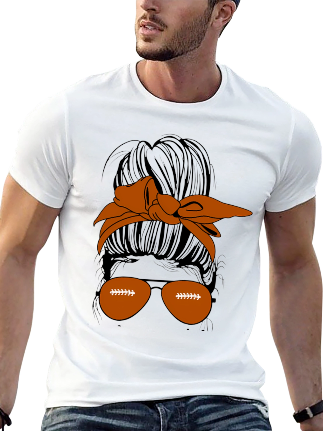 Football Messy Bun Graphic Tee