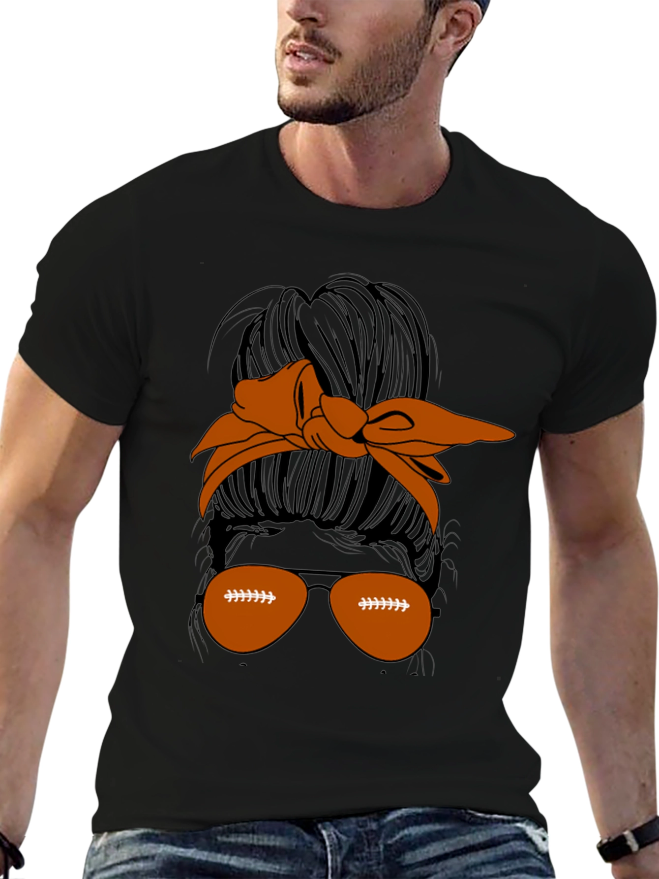 Football Messy Bun Graphic Tee