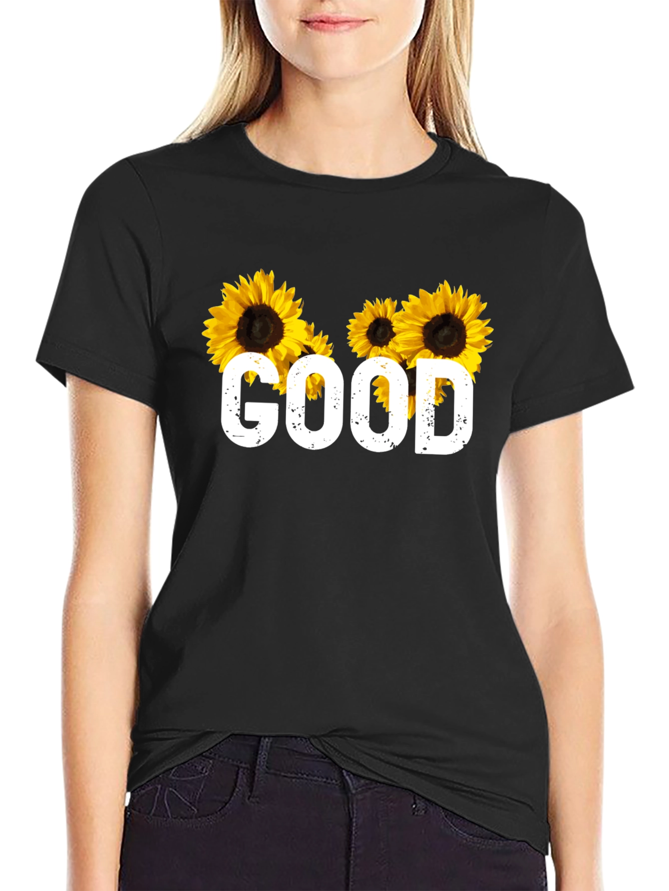 Sunflower Graphic T-Shirt - Good Vibes Only